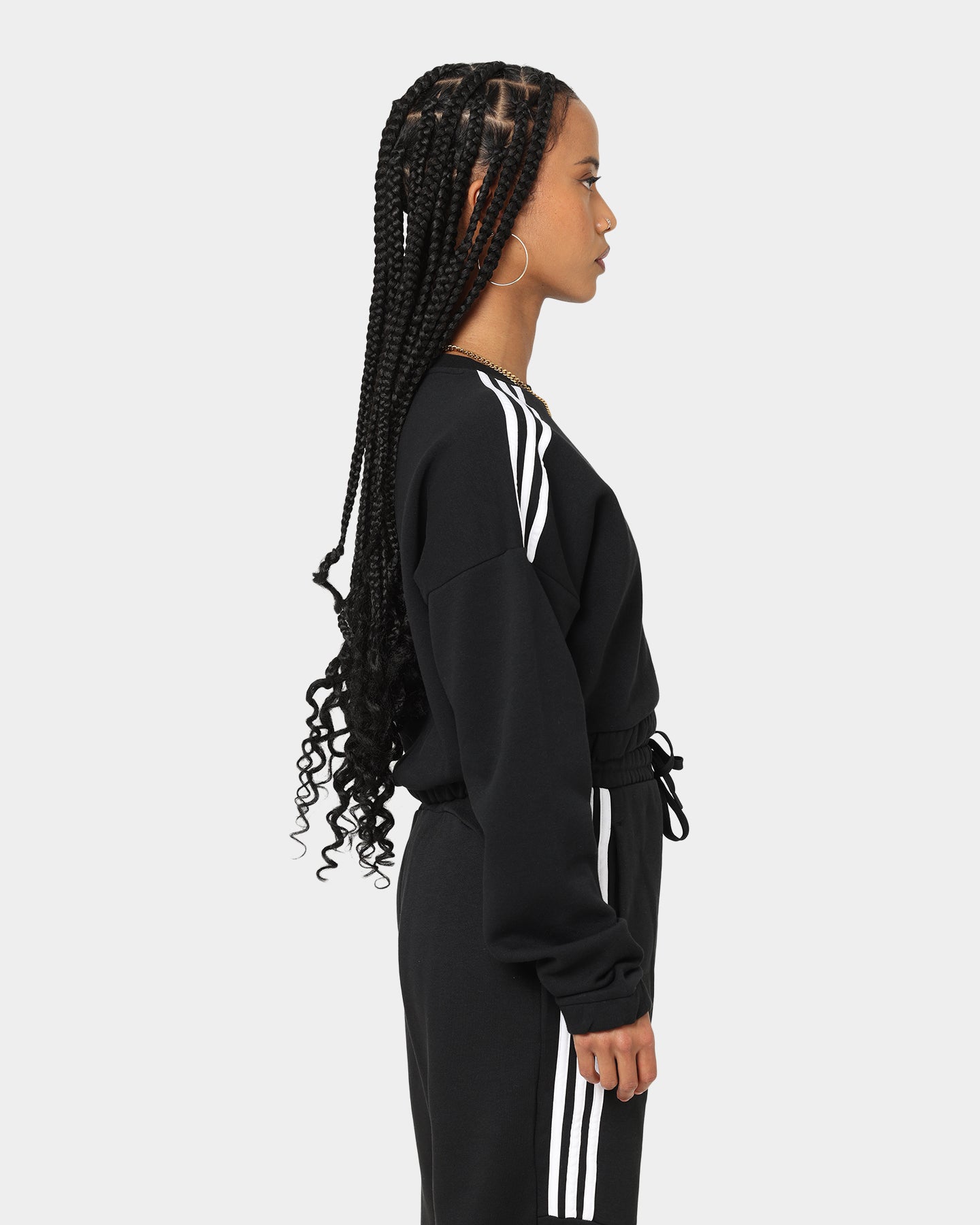 Adidas Women's Hyperglam Crop Sweat Shirt - Black | Workout & Gym Essentials | Running, Yoga & Casual Wear