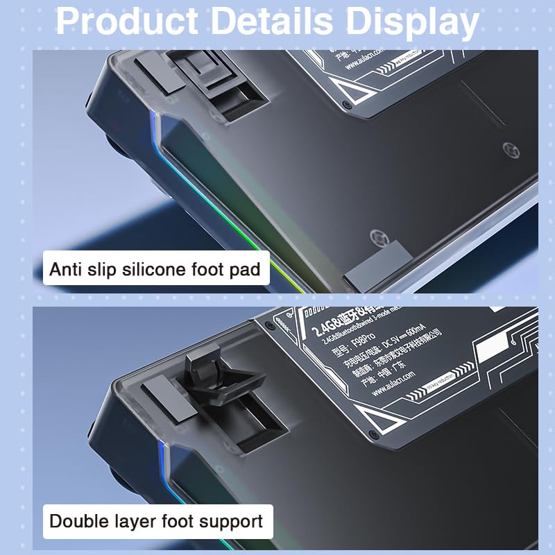 AULA F98 Pro Wireless Mechanical Keyboard - Hot-Swappable RGB Gaming Keyboard with Transparent Keycaps, Pre-Lubed Linear Switches, Gasket Mount & OLED Screen (BT5.0/2.4G/USB-C) - Perfect for PC Gaming, Office Work & Typing Enthusiasts