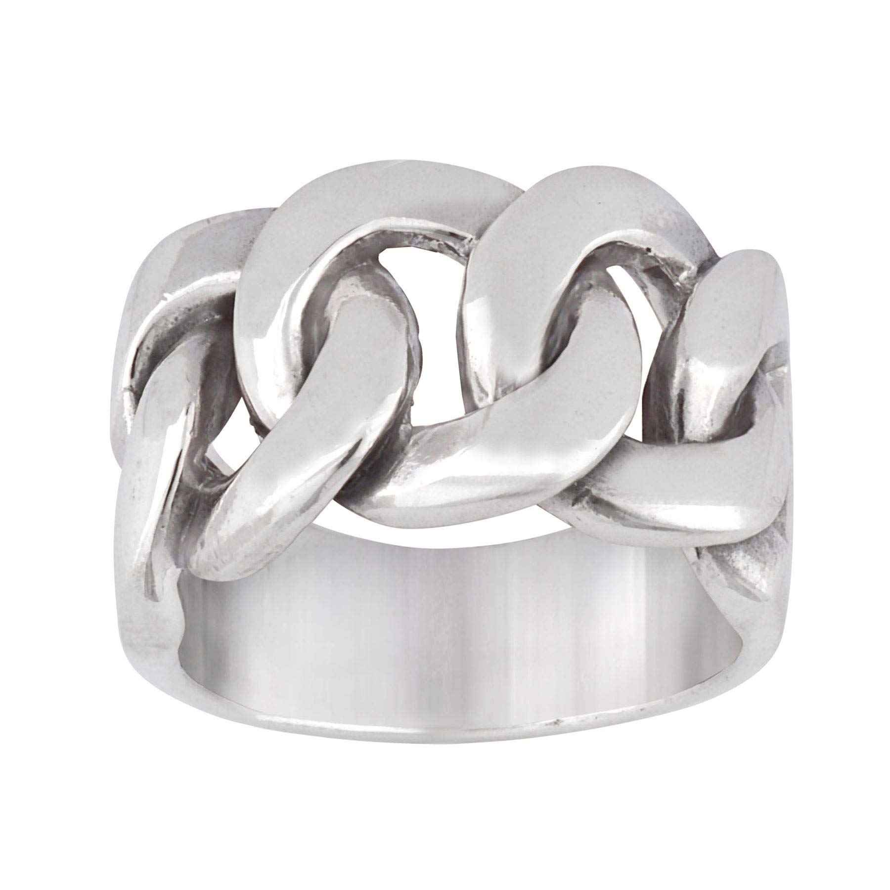 Silverly 925 Sterling Silver Celtic Knot Curb Chain Link Biker Ring for Men & Women - 13mm Chunky Gothic Jewelry for Punk Fashion, Biker Style & Everyday Wear