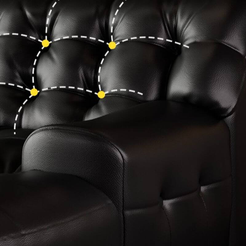 Black L-Shape Sofa Chaise with Tufted Back & Button Details - Modern Living Room Furniture for Small Spaces & Apartments