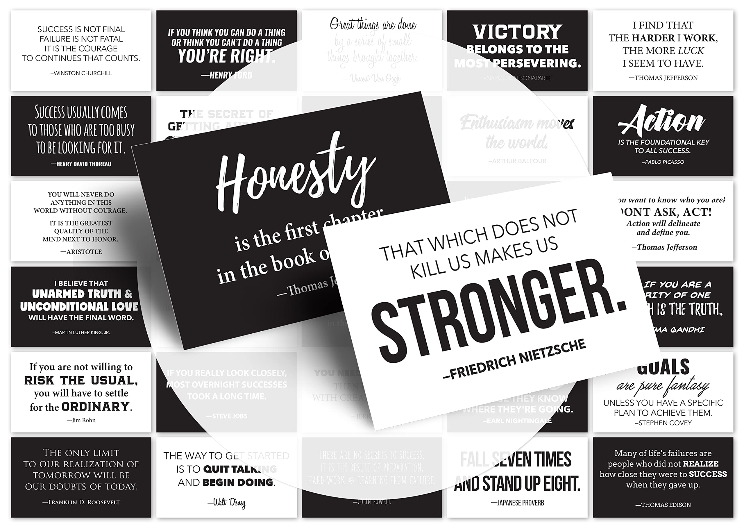 FOCUS AND ZEAL Motivational Affirmation Cards - 30 Inspirational Quote Cards with Famous Leaders & Innovators | Meditation & Success Mindset Tool for Men & Women | Perfect for Office, Yoga, and Daily Inspiration