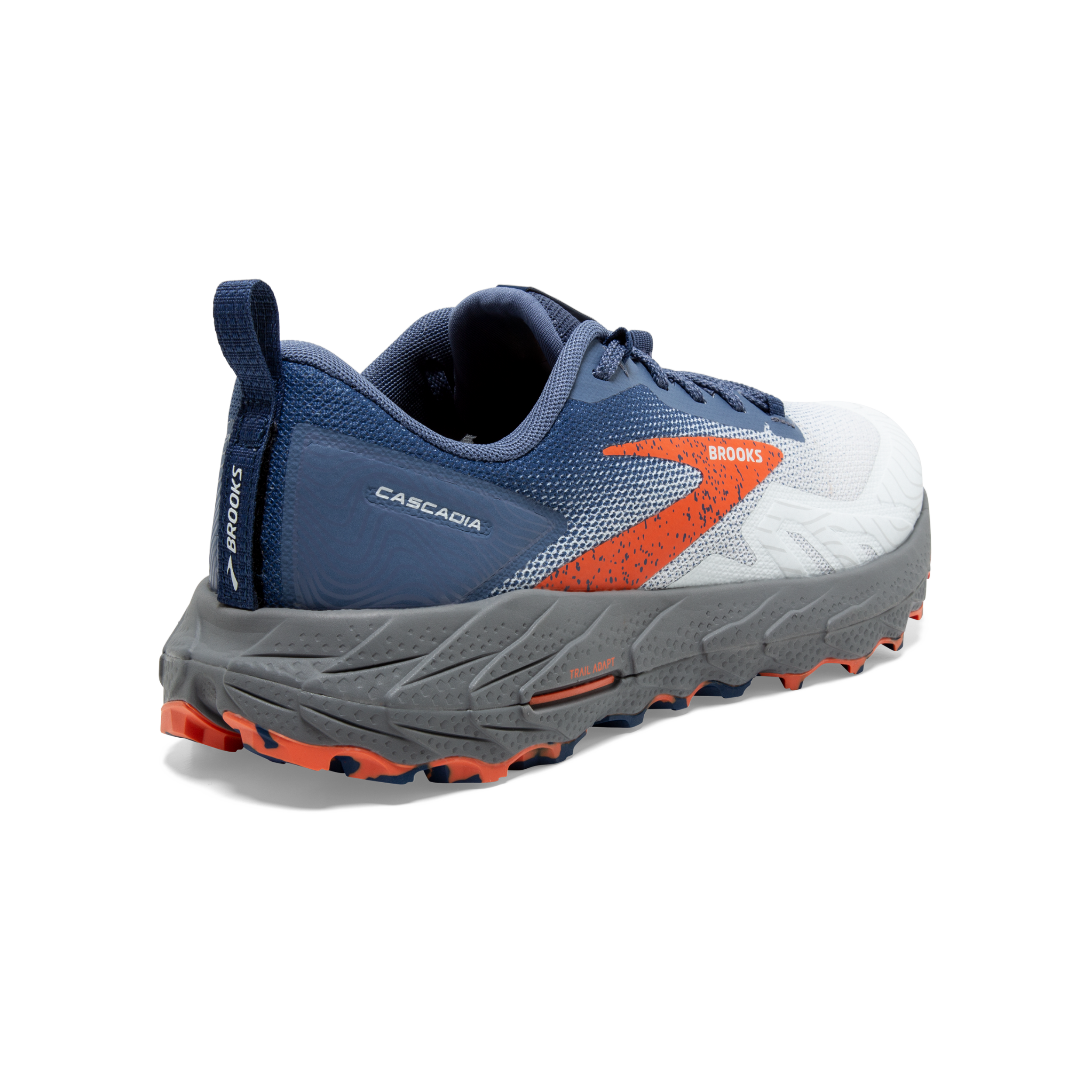 Brooks Cascadia 17 Trail Running Shoes for Men - Wide 2E Width - Blue/Navy/Firecracker Color - Durable Cushioning for Hiking & Outdoor Adventures