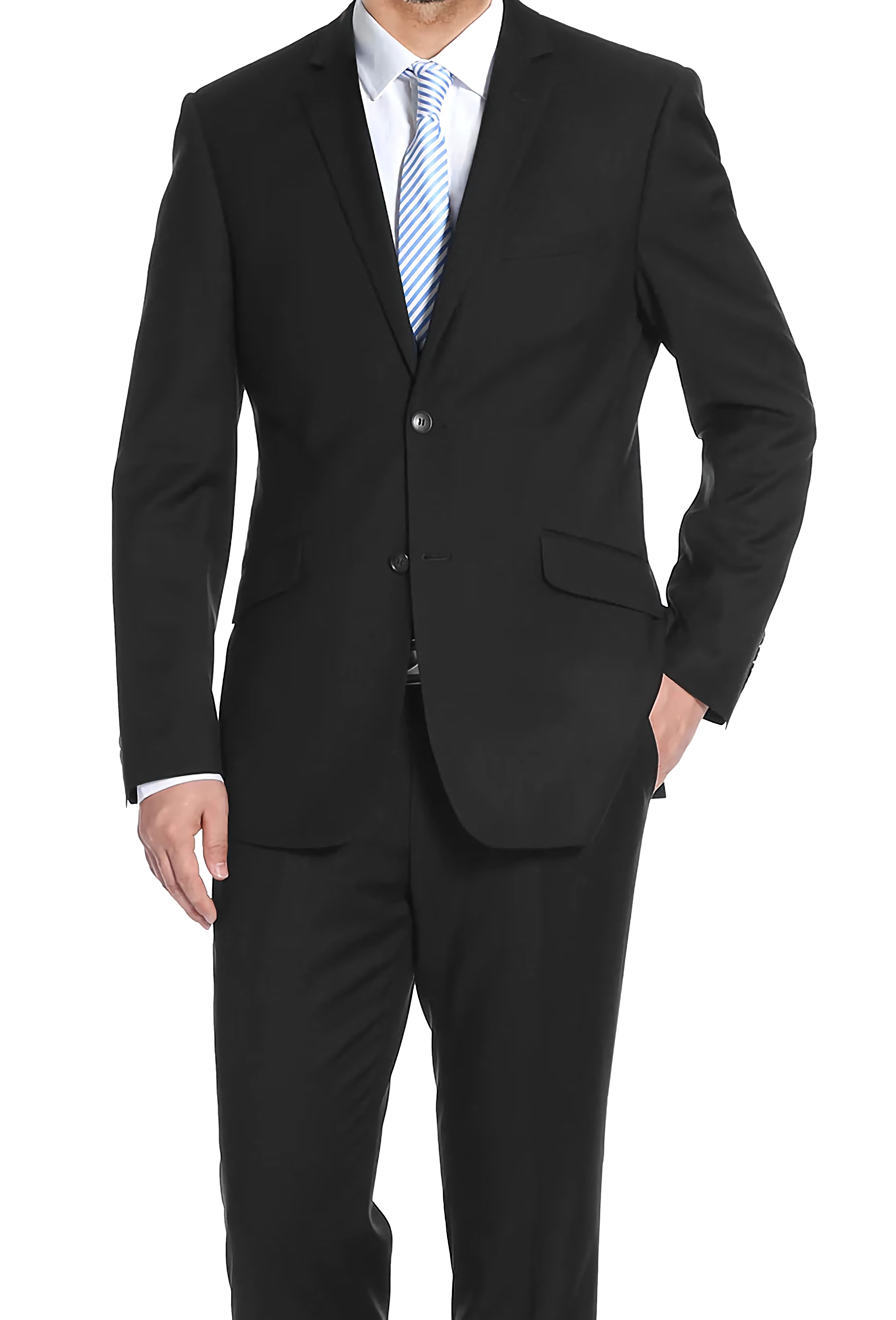 Performance Stretch Suit 2 Piece Slim Fit Men's Business Formal Wear in Black - Perfect for Office Meetings, Weddings & Professional Events