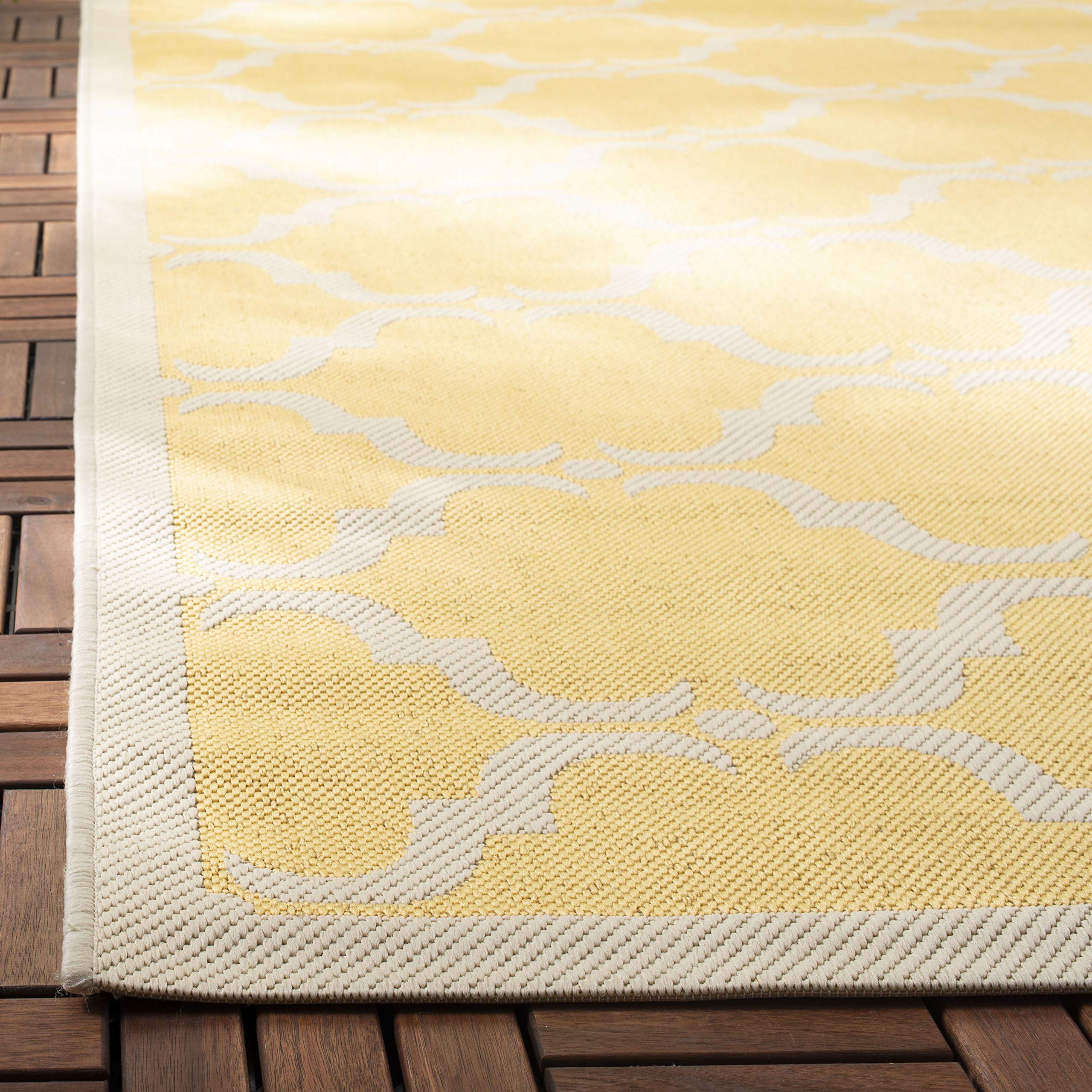 SAFAVIEH Courtyard Collection 9' x 12' Yellow & Beige Trellis Design Non-Shedding Easy Care Indoor Outdoor Washable Area Rug - Perfect for Patio, Backyard, Mudroom, Living Room & Bedroom (CY6009-316)