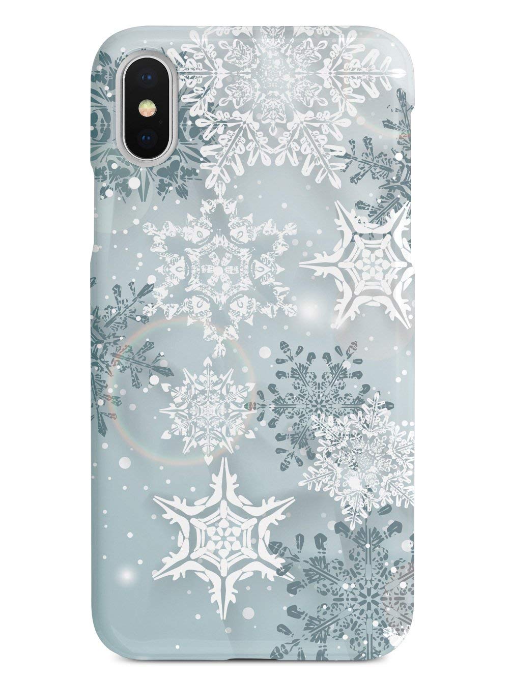 Inspired Cases - iPhone X/Xs Compatible Protective Phone Cover - 3D Textured Winter Snowflake Design in Silver/Black | Shockproof Slim Fit Case for Everyday Use & Travel