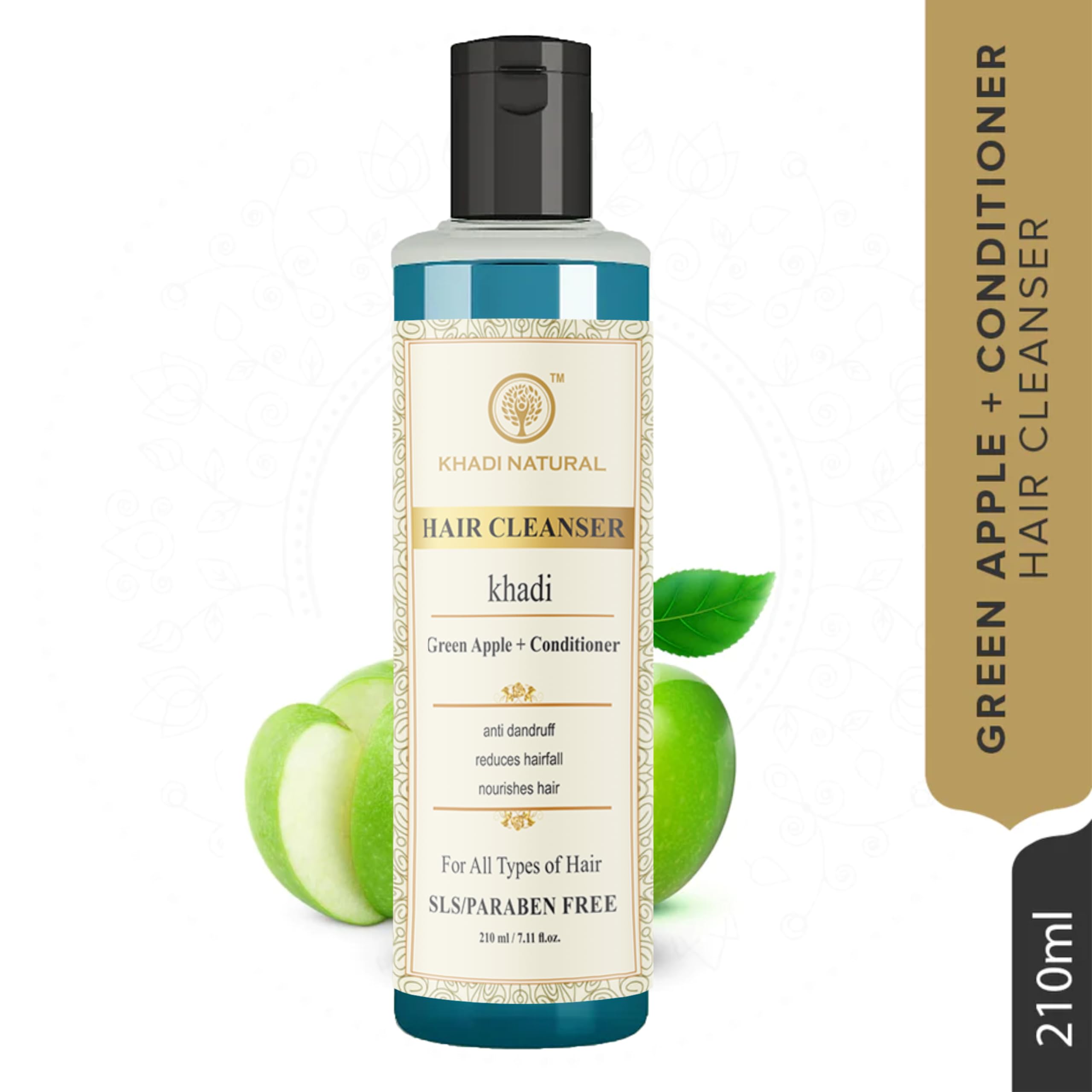 Khadi Natural Green Apple Hair Conditioner Pack of 2 (210ml Each) - Nourishing & Hydrating for Dry, Damaged Hair - Sulfate & Paraben Free - Perfect for Daily Hair Care Routine & Salon-Like Results at Home