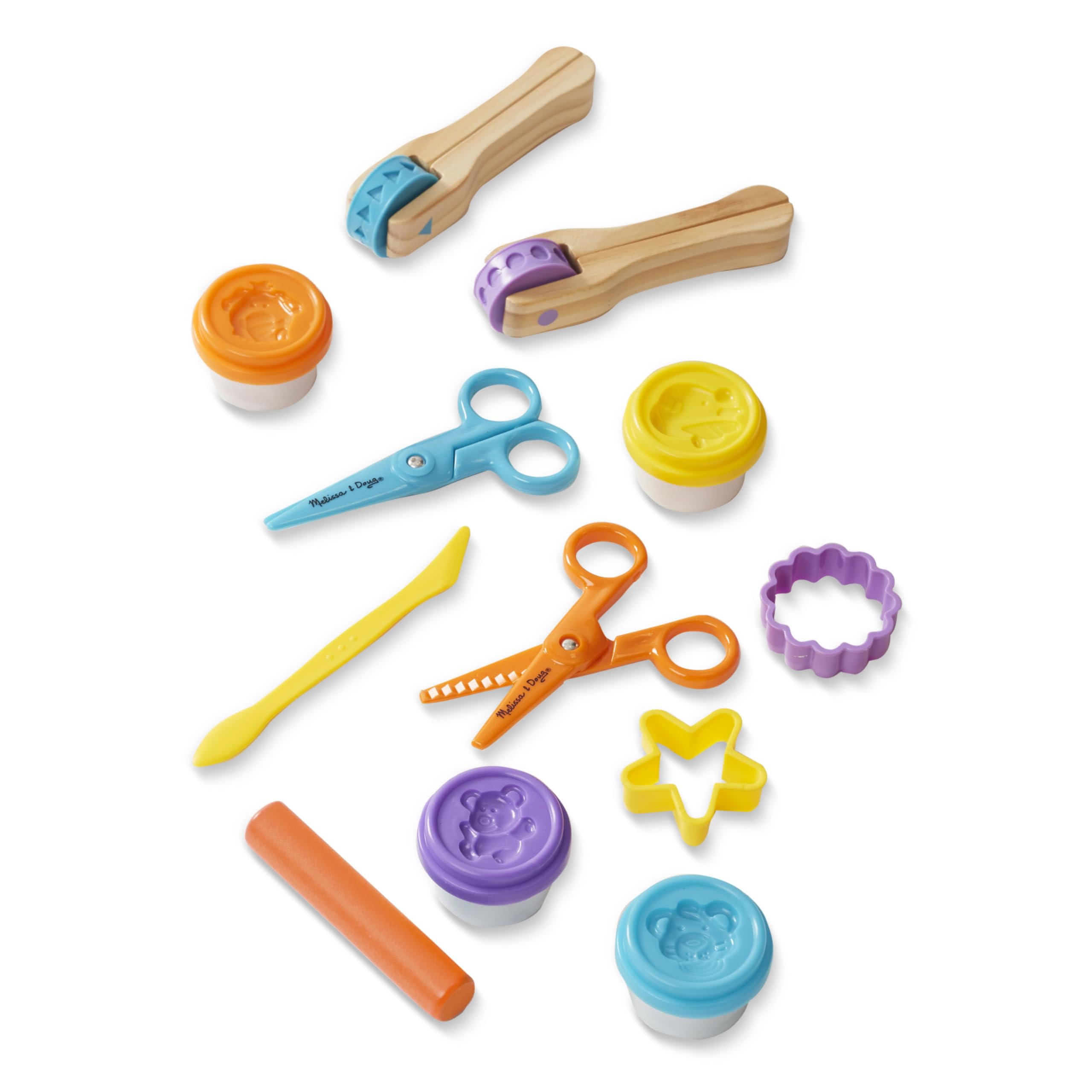 Melissa & Doug Modeling Dough Kit for Kids Ages 3+ - 8 Tools & 4 Colors of Play Dough with Cutters, Rollers & Stampers | Creative Arts & Crafts Activity for Preschoolers | Perfect for Birthday Gifts & Classroom Playtime