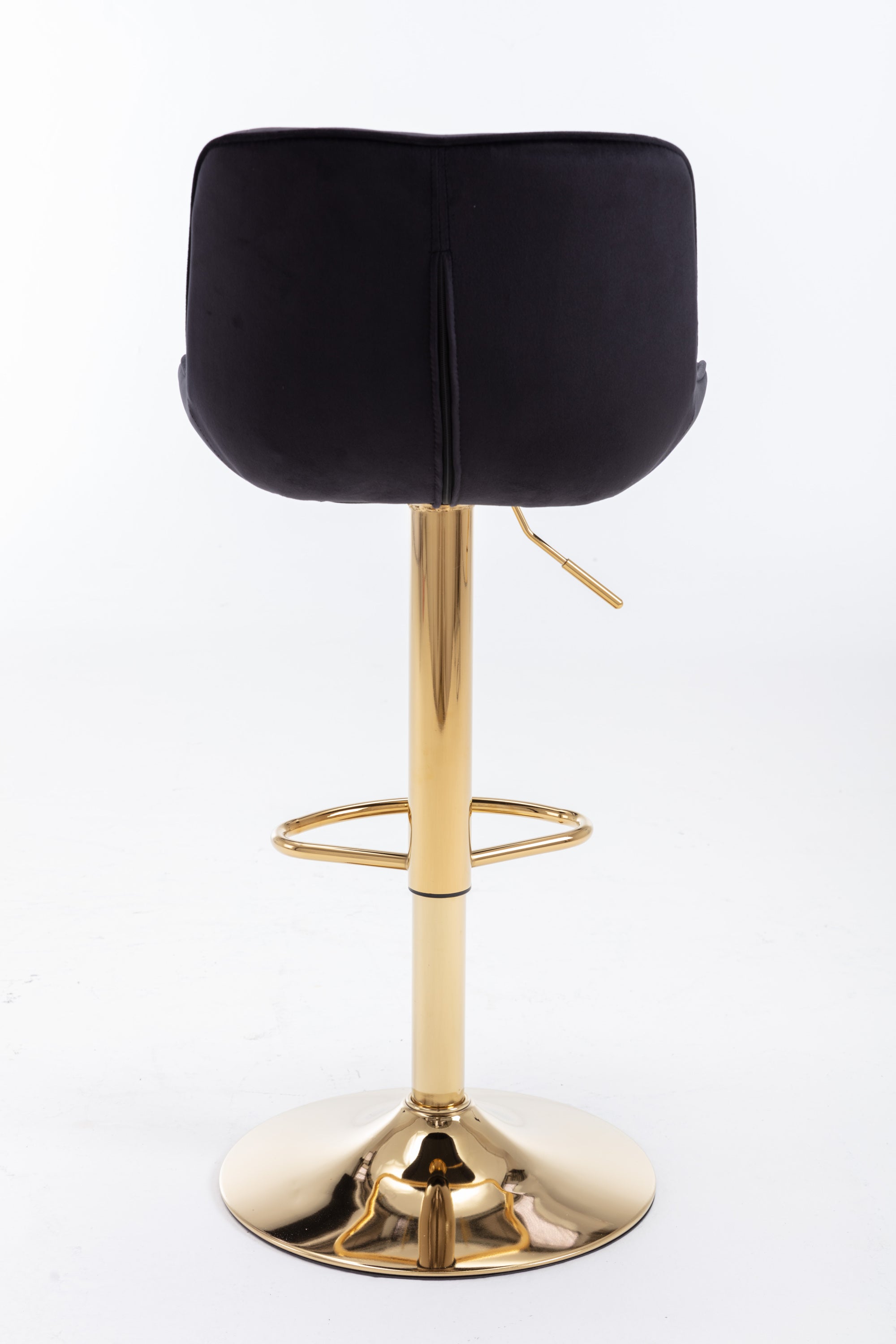 **Adjustable Chrome Footrest Swivel Bar Stool Set of 2 - Black Velvet Seat with Golden Legs for Kitchen Counter, Home Bar & Dining Room**