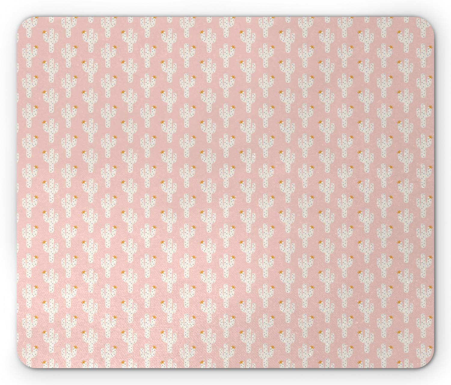 Ambesonne Cactus Print Mouse Pad - Hand Drawn Exotic Flora Design, Non-Slip Rubber Base, Standard Size Rectangle Mousepad in Blush Ivory | Perfect for Office, Gaming & Home Computer Setup