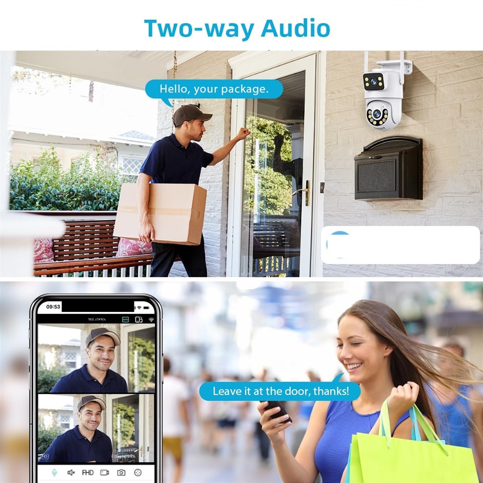 JOLIANE 4K 8MP Dual Screen PTZ Security Camera with Auto Tracking, IP66 Waterproof Outdoor Surveillance System for Home Protection (No SD Card Included) - Ideal for Monitoring Front Yards, Backyards & Business Premises