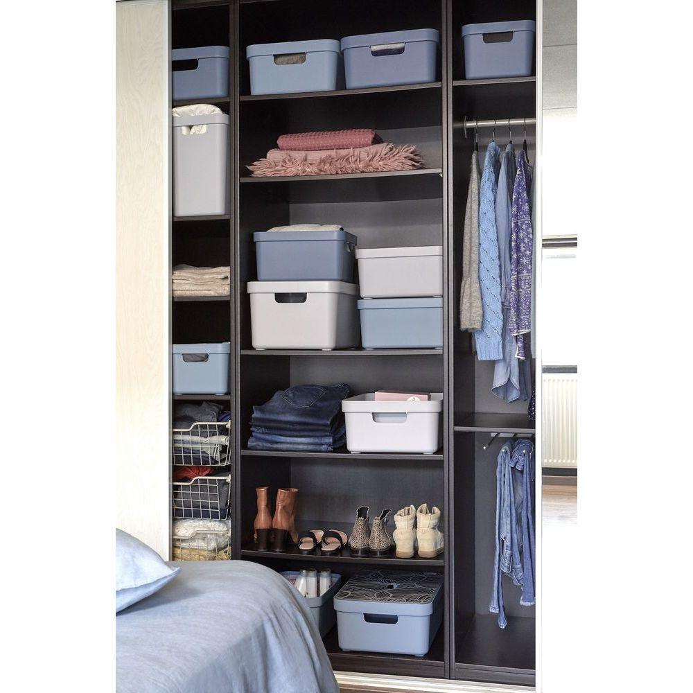 Sigma Home 5L Fabric Storage Bin with Lid - Light Grey Organizer for Closet, Nursery, or Pantry Organization