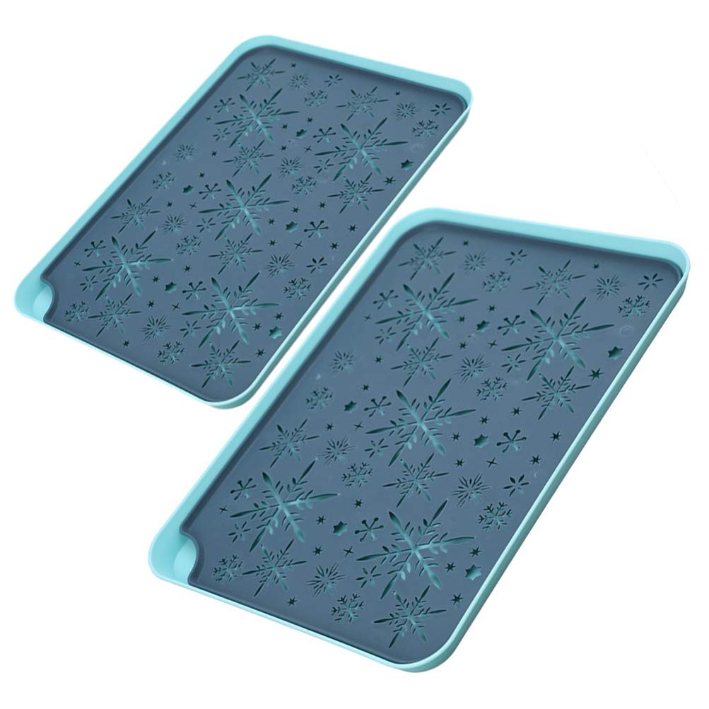Hemoton 2-Pack Rectangular Kitchen Drying Mat - Dish Drainer, Utensil Tray & Vegetable Drying Rack - Non-Slip Silicone Drain Board for Dishes, Cups & Tableware - Perfect for Countertop, Sink & Tea Station Organization