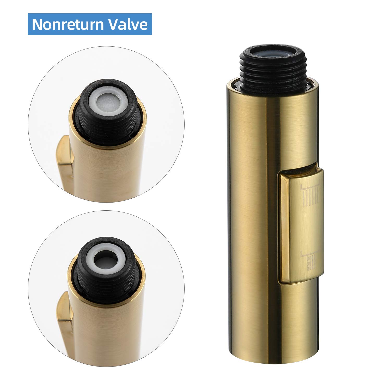 Premium Pull Down Kitchen Faucet Sprayer Head - 2-Function Switch, Brushed Gold Finish, 1.8 GPM Flow Rate, 0.8 inch Male Connector (US Standard) - Perfect for Sink Upgrades & Modern Kitchen Renovations