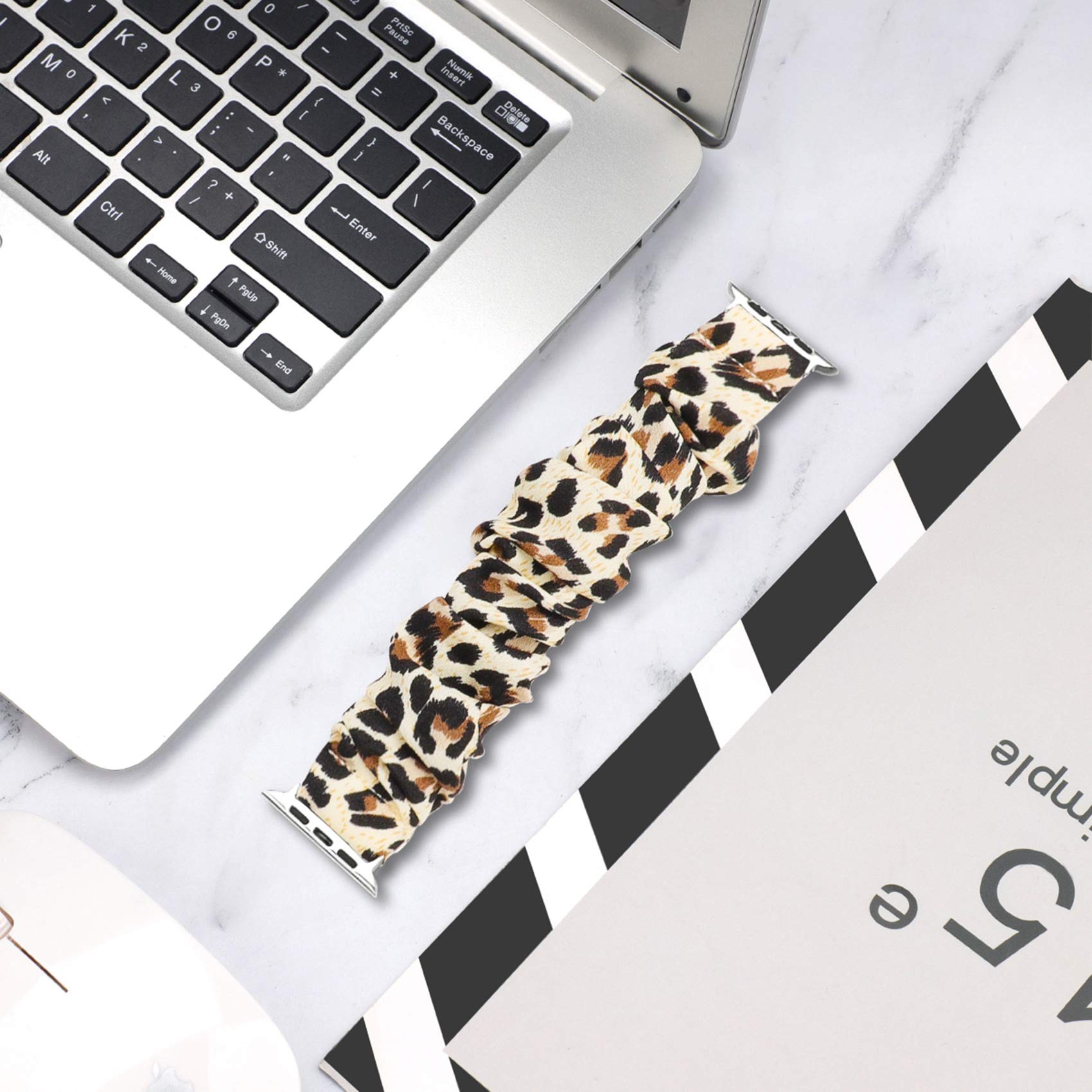 Premium Elastic Scrunchy Apple Watch Bands for Women & Men - Compatible with 38mm/40mm/42mm/44mm iWatch Series 6/5/4/3/2/1/SE - Soft Stretchy Replacement Wristband for Workout, Yoga & Everyday Wear