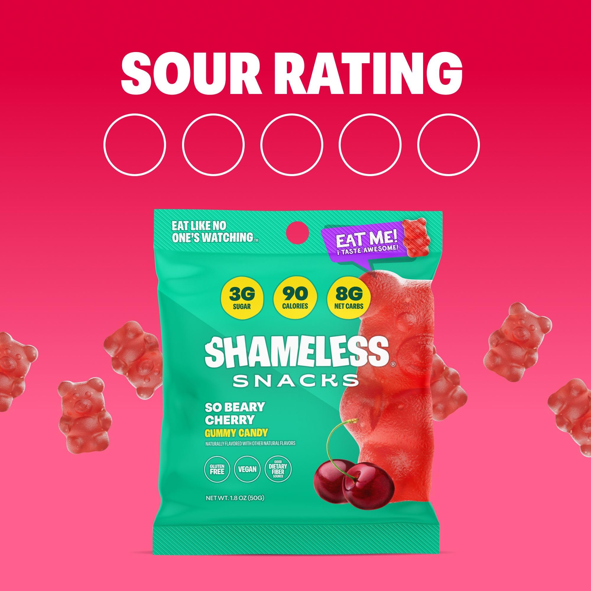 Healthy Low Calorie Keto Snacks - Sugar Free Gluten Free Gummy Candy (6 Pack So Beary Cherry) | Perfect for Weight Loss, Keto Diet & On-the-Go Snacking