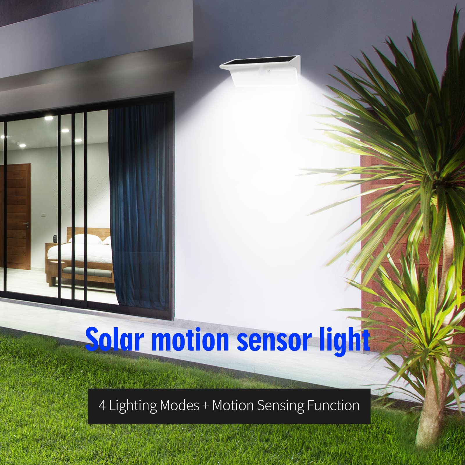 800LM Solar Motion Sensor Lights Outdoor, 3000mAh Rechargeable Battery, 46LED IP65 Waterproof Security Lights with 4 Modes - Perfect for Garden, Deck, Garage, Pathway & Backyard Lighting