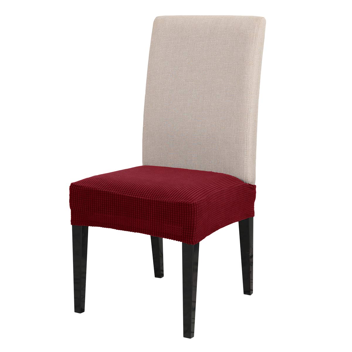 TOPCHANCES 4-Pack Stretch Dining Chair Covers - Washable, Removable Seat Slipcovers for Kitchen & Dining Room Chairs (Dark Red) - Perfect for Home Decor & Furniture Protection