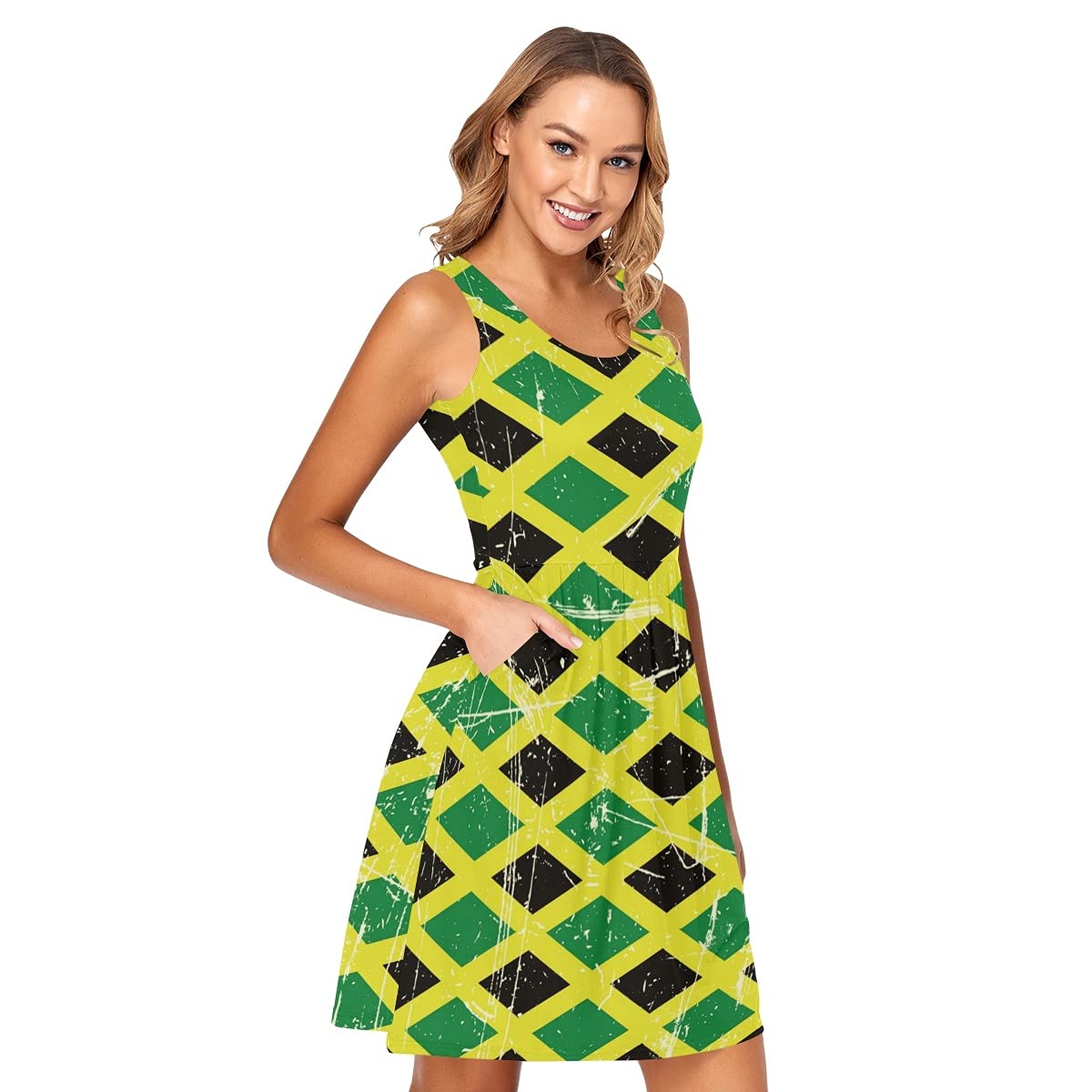 Women's Sleeveless Summer Beach Dress - Casual Sun Dress with Pockets for Vacation, Pool Party & Outdoor Activities