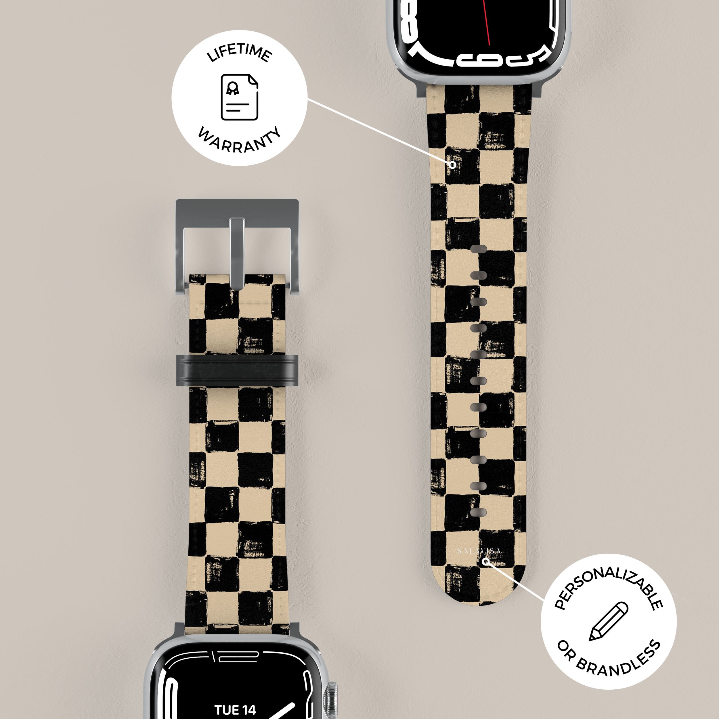 Premium Wooden Chess Board Apple Watch Band - Stylish & Durable Replacement Strap for Apple Watch Series 1-9 - Perfect for Chess Lovers, Gamers & Unique Fashion Accessory