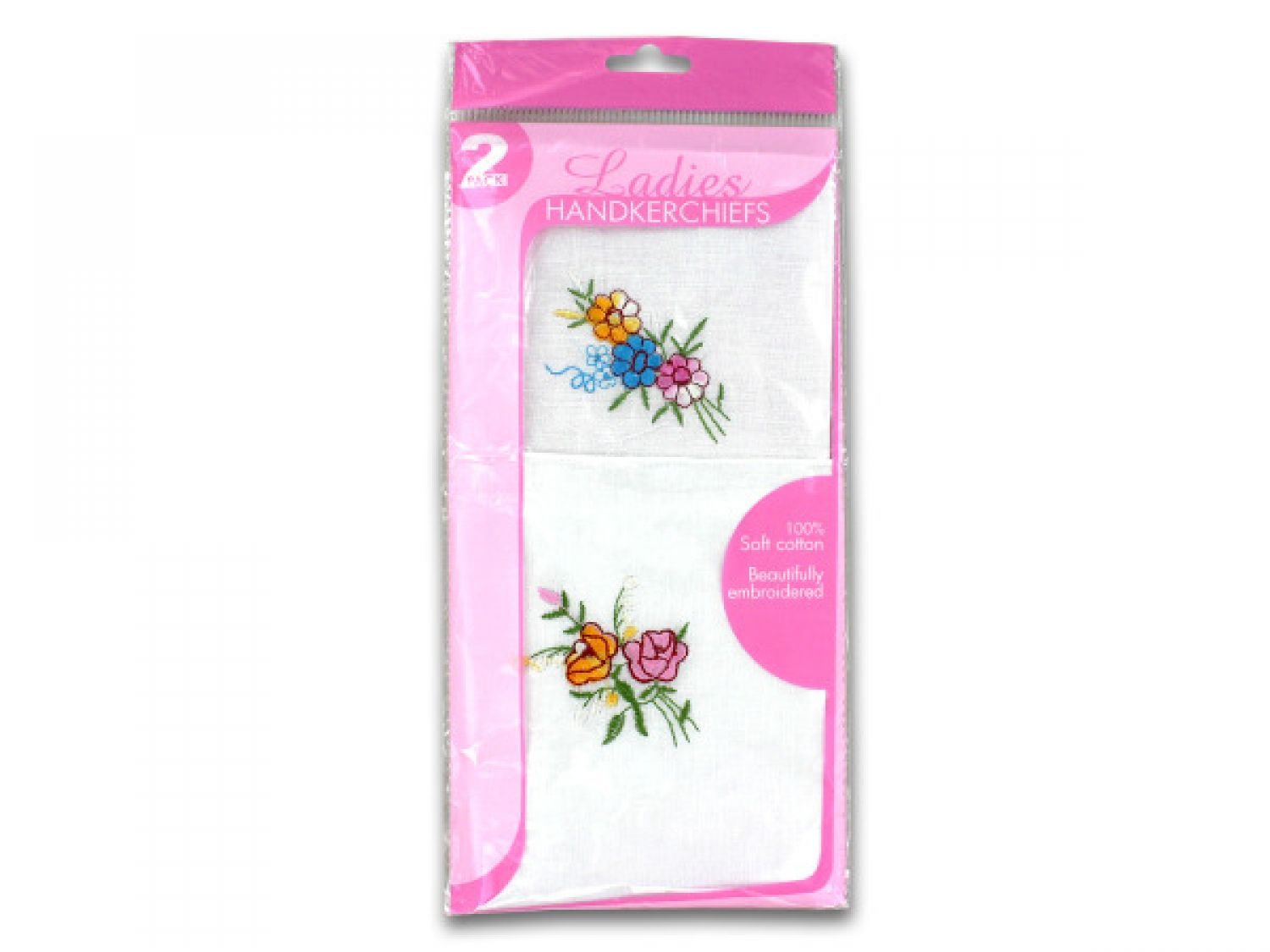 Wholesale Ladies Handkerchief Set - 48-Piece Cotton Floral Embroidery Handkerchiefs for Women | Soft & Absorbent | Perfect for Everyday Use, Gifts, Weddings & Special Occasions