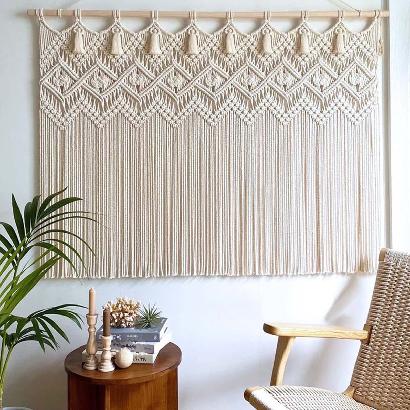 Handmade Boho Woven Wall Hanging Tapestry - 70x55cm Bohemian Home Decor for Bedroom, Living Room, Dorm - Perfect for Macrame Wall Art, Meditation Spaces & Cozy Home Aesthetics