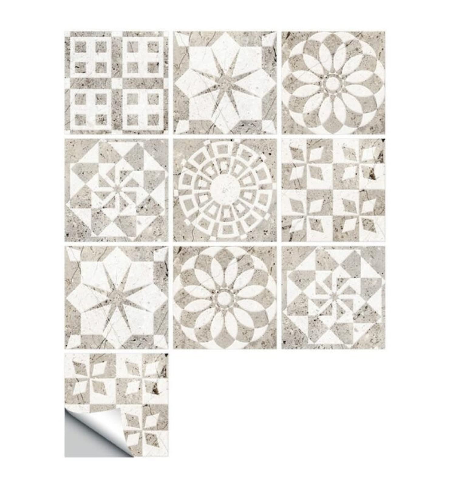 20 Pcs Modern Minimalist Ceramic Marble Pattern Tile Stickers - Waterproof Self-Adhesive PVC Wall Decals for Kitchen, Bathroom & Home Decor - Durable Wear-Resistant Frosted Finish
