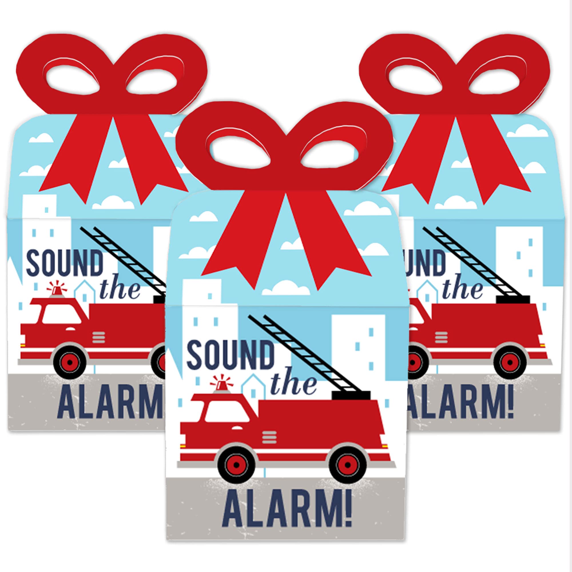 Fire Truck Favor Gift Boxes - Set of 12 for Baby Showers & Birthday Parties