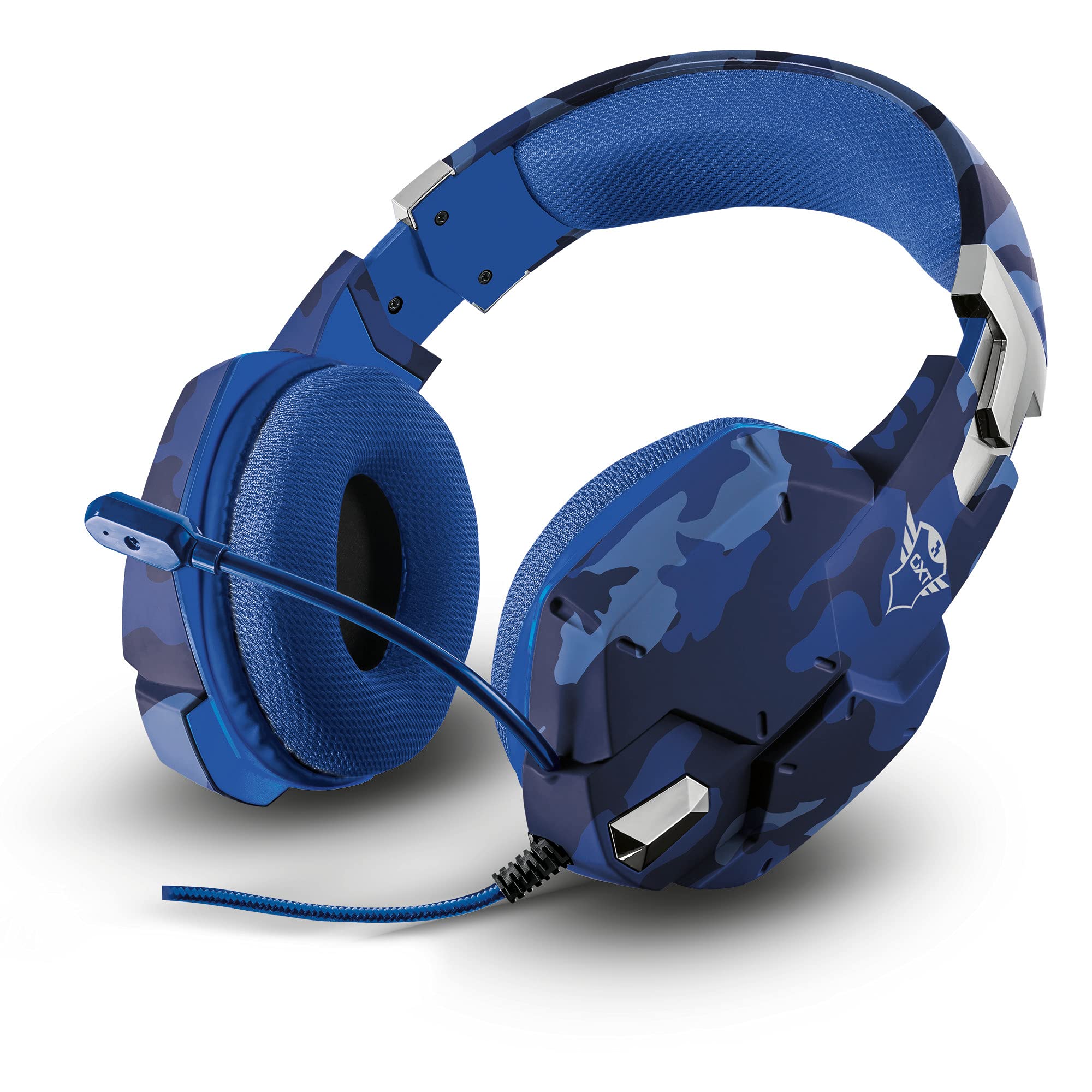 Trust GXT 322D Wired Gaming Headset with Flexible Microphone for PS4 & PS5 - Blue Medium - Noise Cancelling Over-Ear Headphones for PC, Xbox, Playstation Gaming & Online Classes