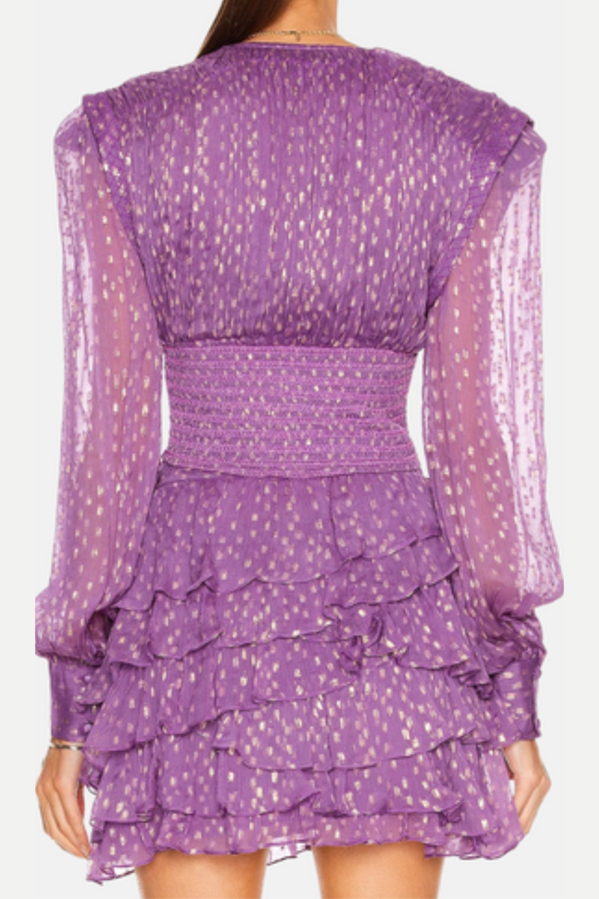 Garsende Women's Purple Balloon Sleeve Ruffle Mini Dress - Flowy Party Cocktail Dress for Date Night & Summer Weddings