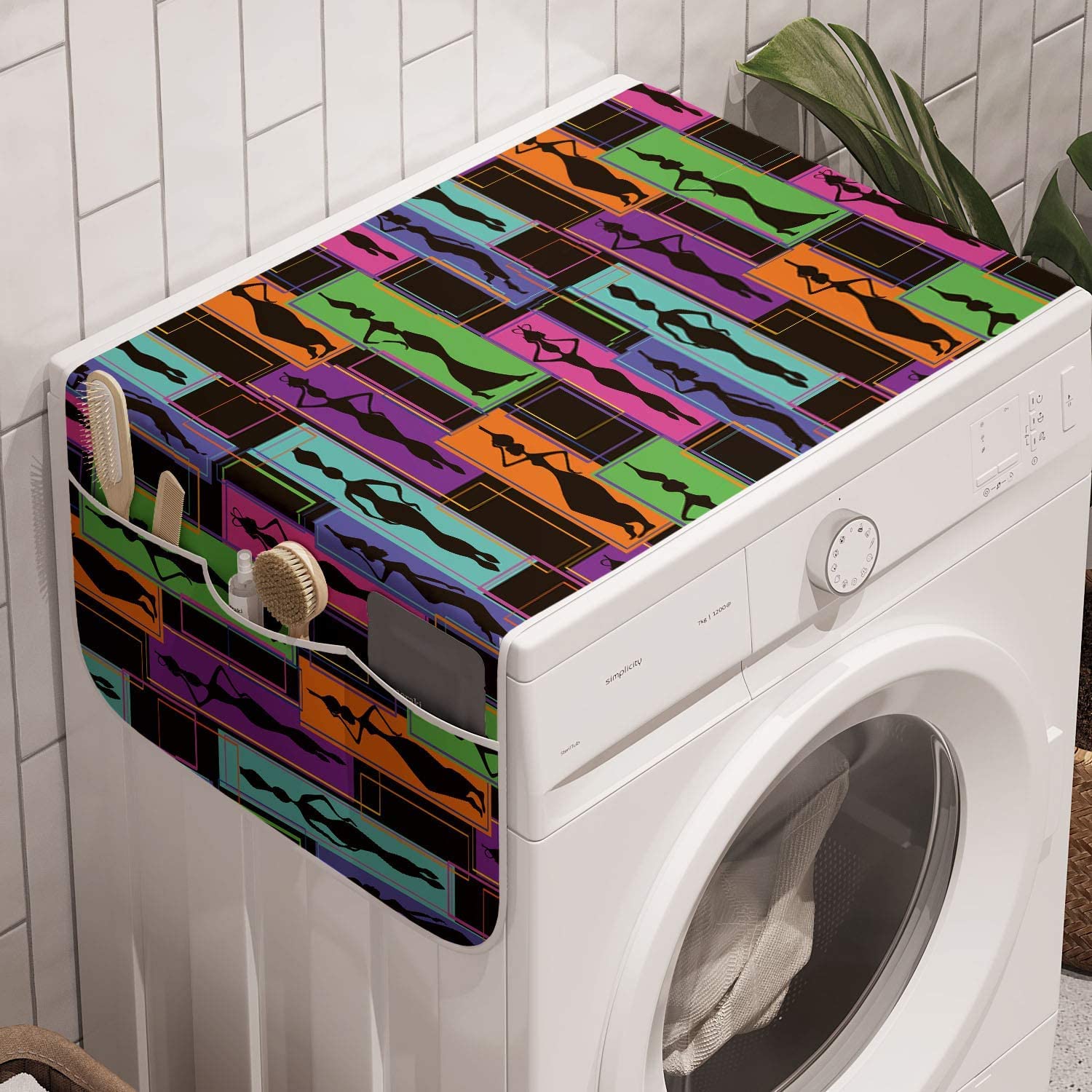 Multi-Purpose Non-Slip Washing Machine & Dryer Organizer with 6 Pockets - Space Saving Laundry Room & Bathroom Storage (18.5
