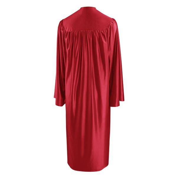 Shiny Red High School Graduation Gown - Elegant Cap and Gown Set for Commencement Ceremonies, Prom, and Formal Events