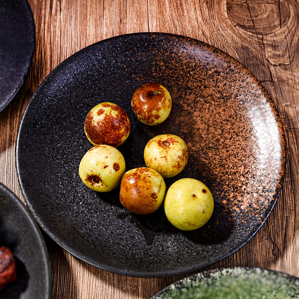 Japanese Style 8-Inch Dinner Plate Set of 4 - Ceramic Appetizer, Dessert & Salad Plates - Microwave, Dishwasher & Oven Safe - Perfect for Family Dinners, Party Serving & Restaurant Use