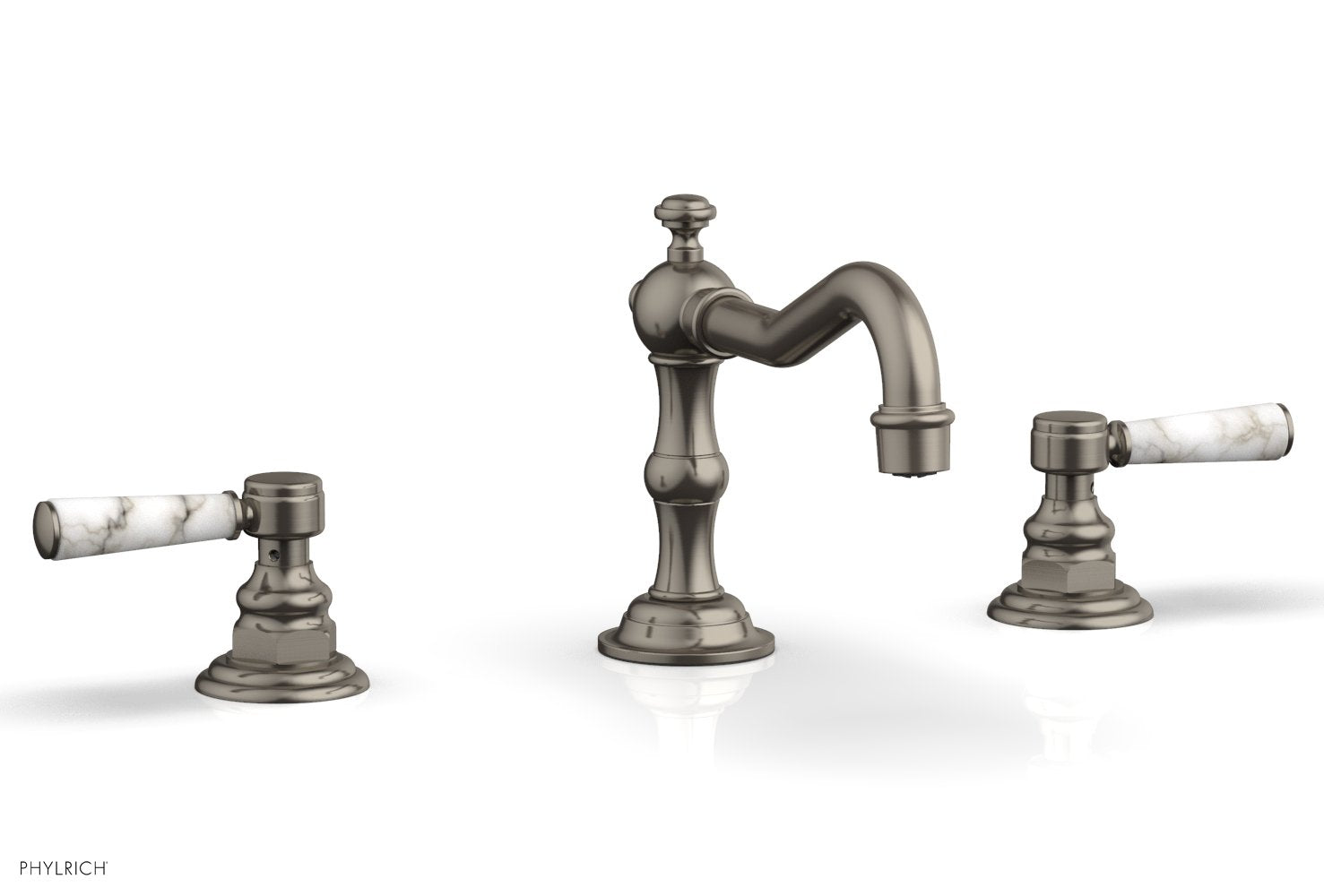 HENRI 8-Inch Widespread Bathroom Faucet with White Marble Lever Handles - Model 161-03 - Perfect for Modern Vanities and Luxury Bathroom Renovations