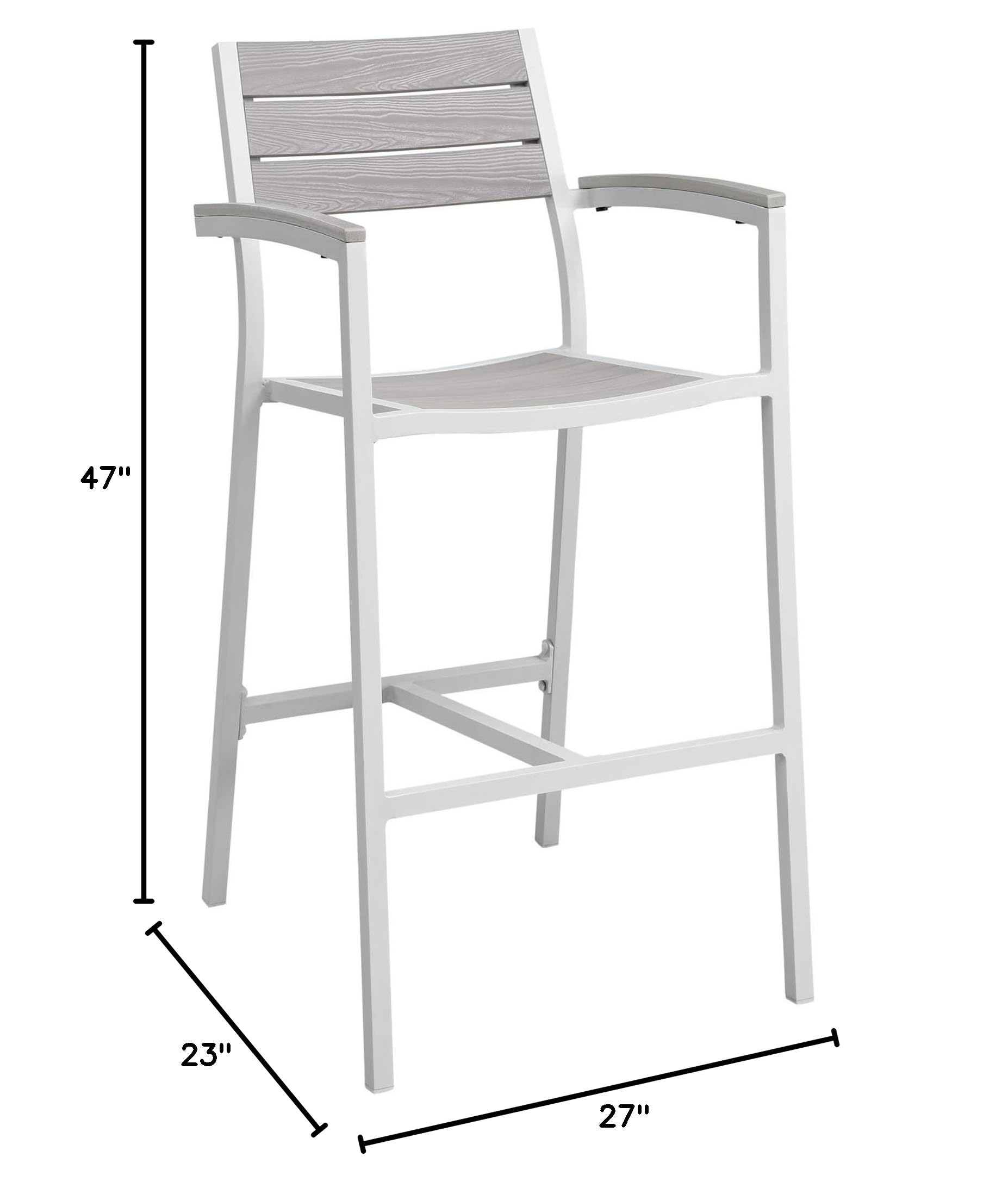 Ergode Maine Outdoor Patio Dining Bar Stool - Weather-Resistant Synthetic Wood & Powder-Coated Aluminum Frame - Perfect for Backyard, Deck, and Poolside Use