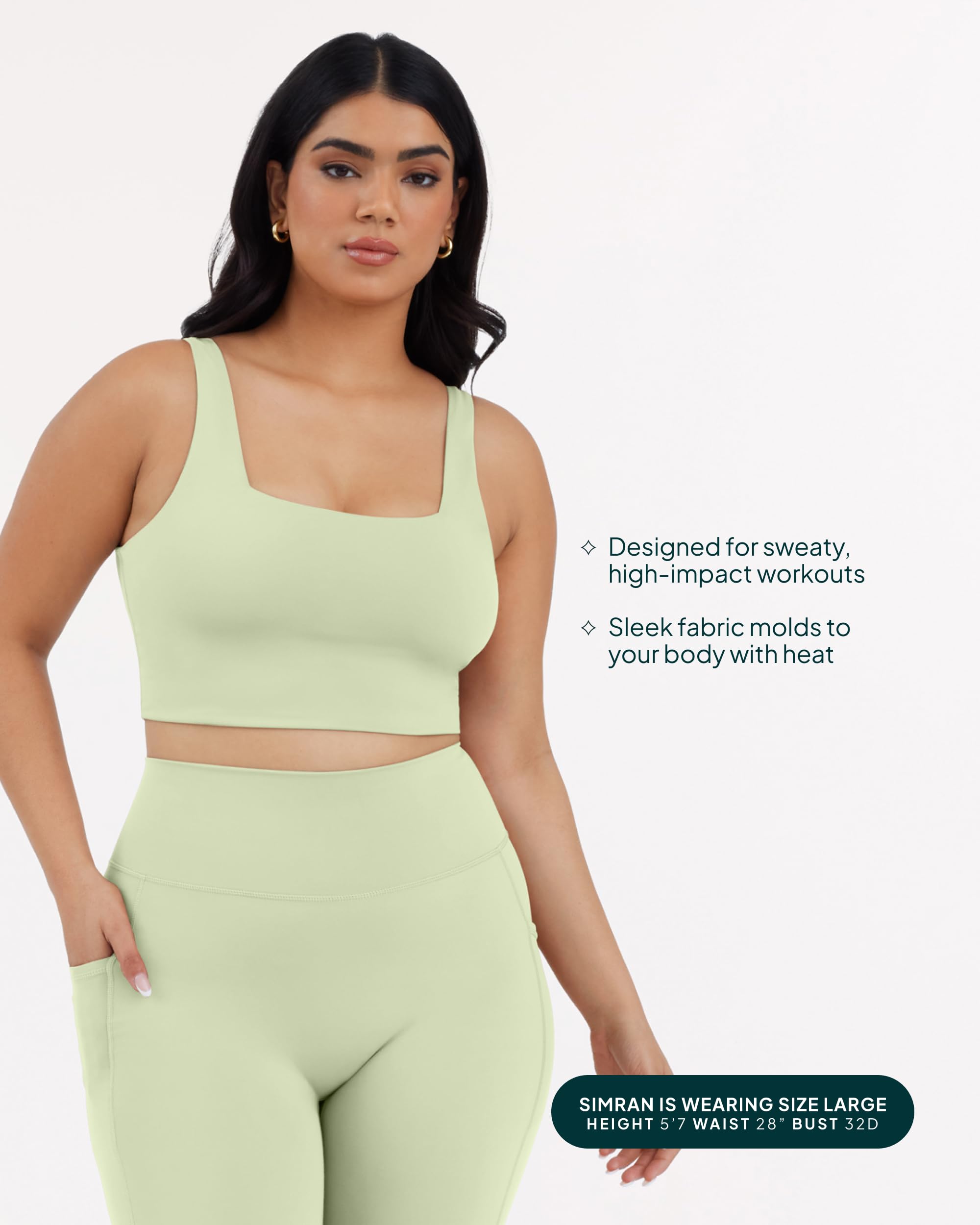 High-Performance Women's Compression Sports Bra - Medium Support Square Neck Longline Workout Bra with Removable Pads | Perfect for Running, Yoga & Gym Training
