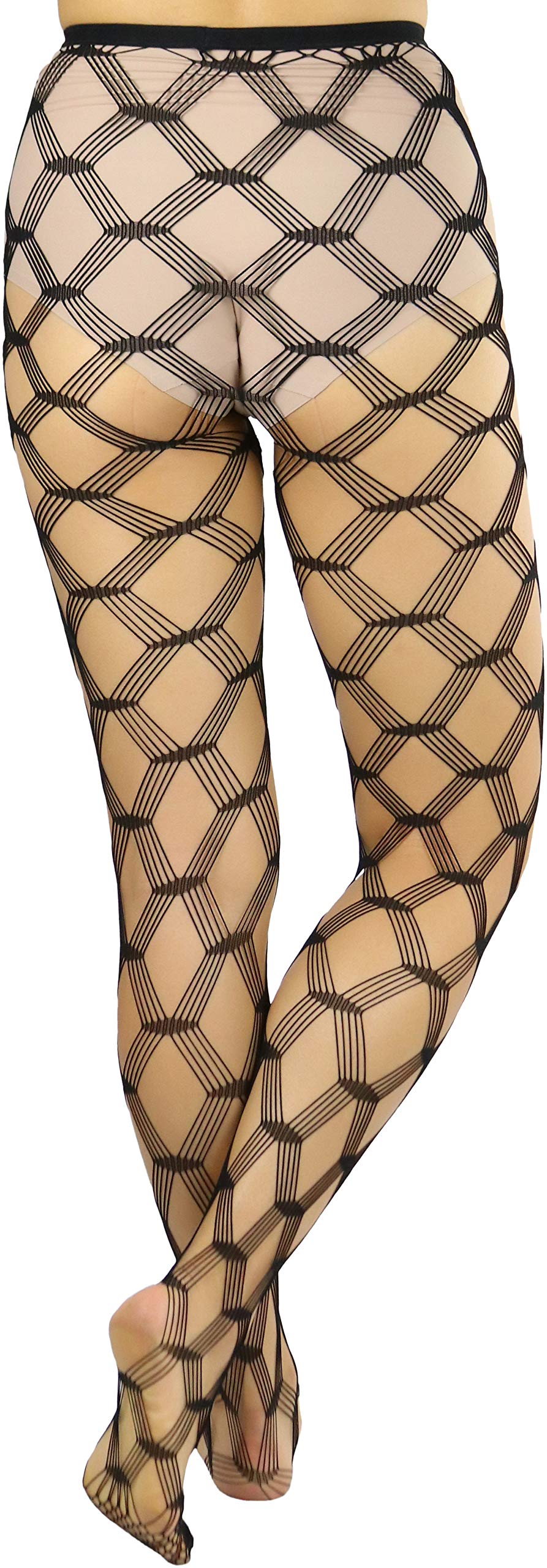 ToBeInStyle Women's Diamond Mesh Pantyhose Stockings - Sexy Sheer Tights for Party, Date Night & Special Occasions