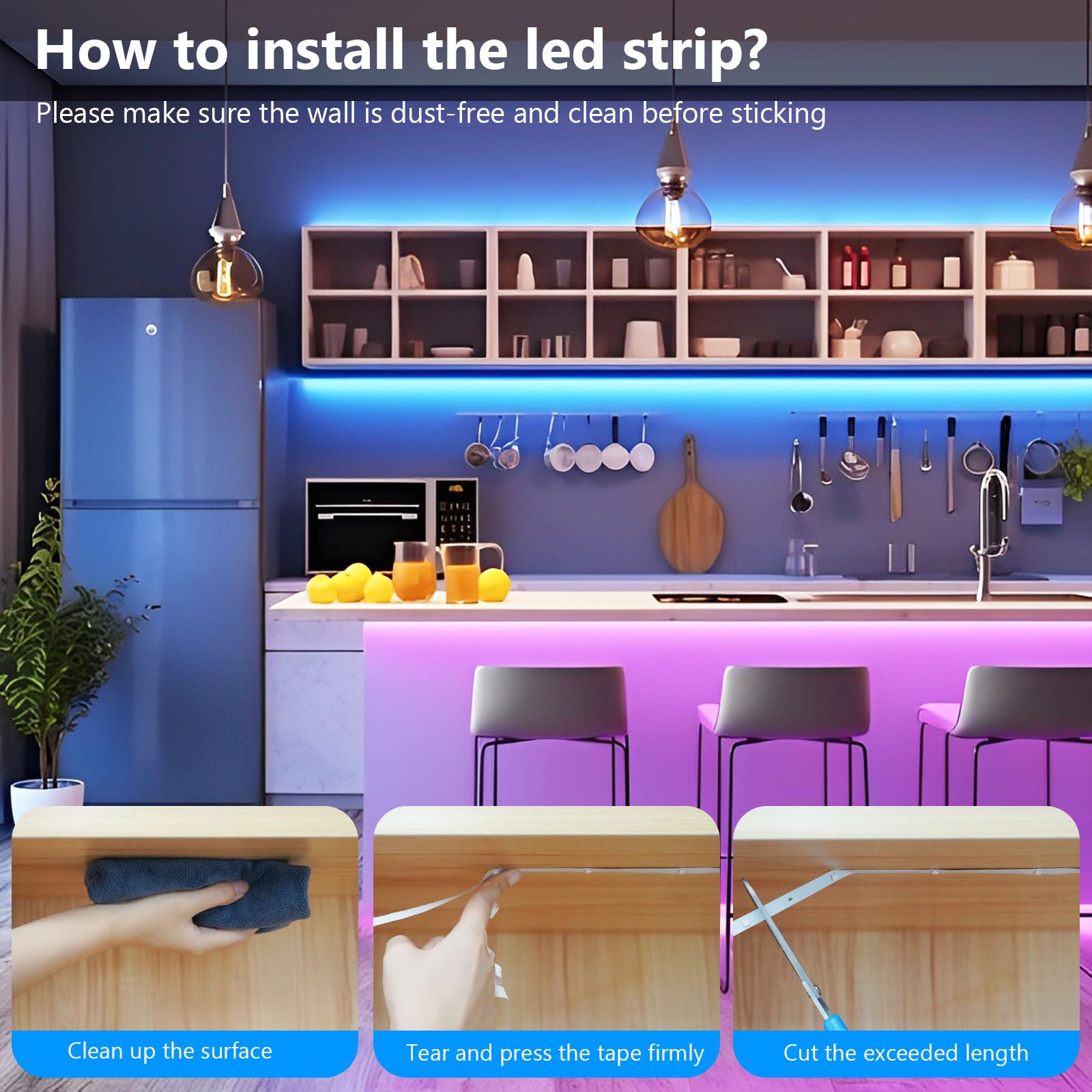 Smart RGB LED Strip Lights 10m - App & Remote Control, Music Sync, Cuttable Design - Perfect for Bedroom, Gaming Room, and Home Decoration