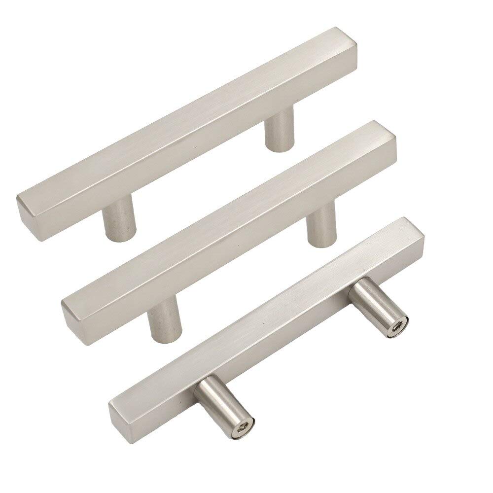 Stainless Steel Cabinet Knobs and Drawer Pulls - Nickel Square T Bar Kitchen Cabinet Hardware, 50Pieces (Single Hole Knob) - Perfect for Modern Kitchen & Bathroom Renovation, Cabinet Door Handles Upgrade
