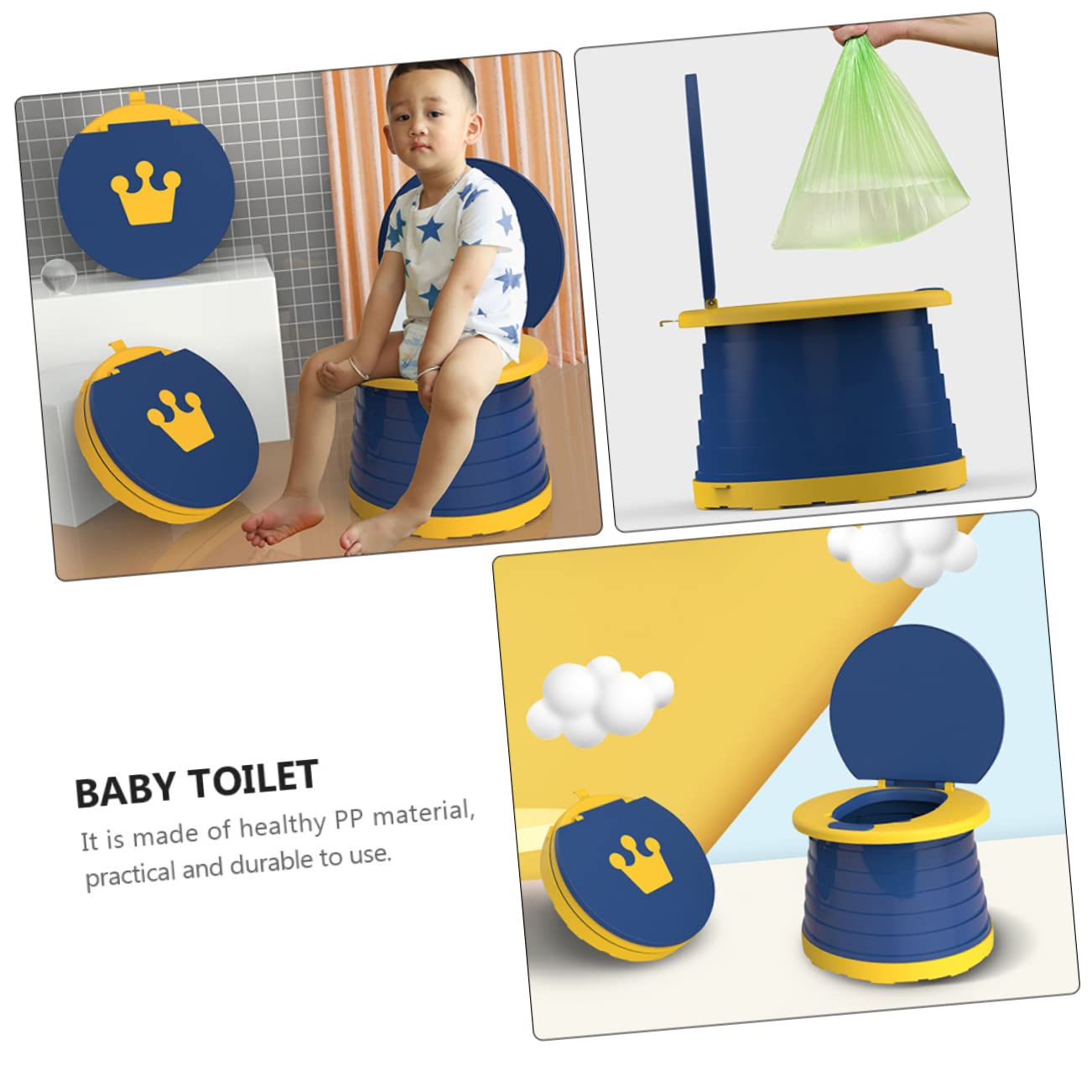 Wakauto 2 Pack Foldable Travel Toilet Seat for Kids - Portable PP Plastic Potty Training Car Seat (Blue) - Perfect for Road Trips, Camping & Airplane Travel