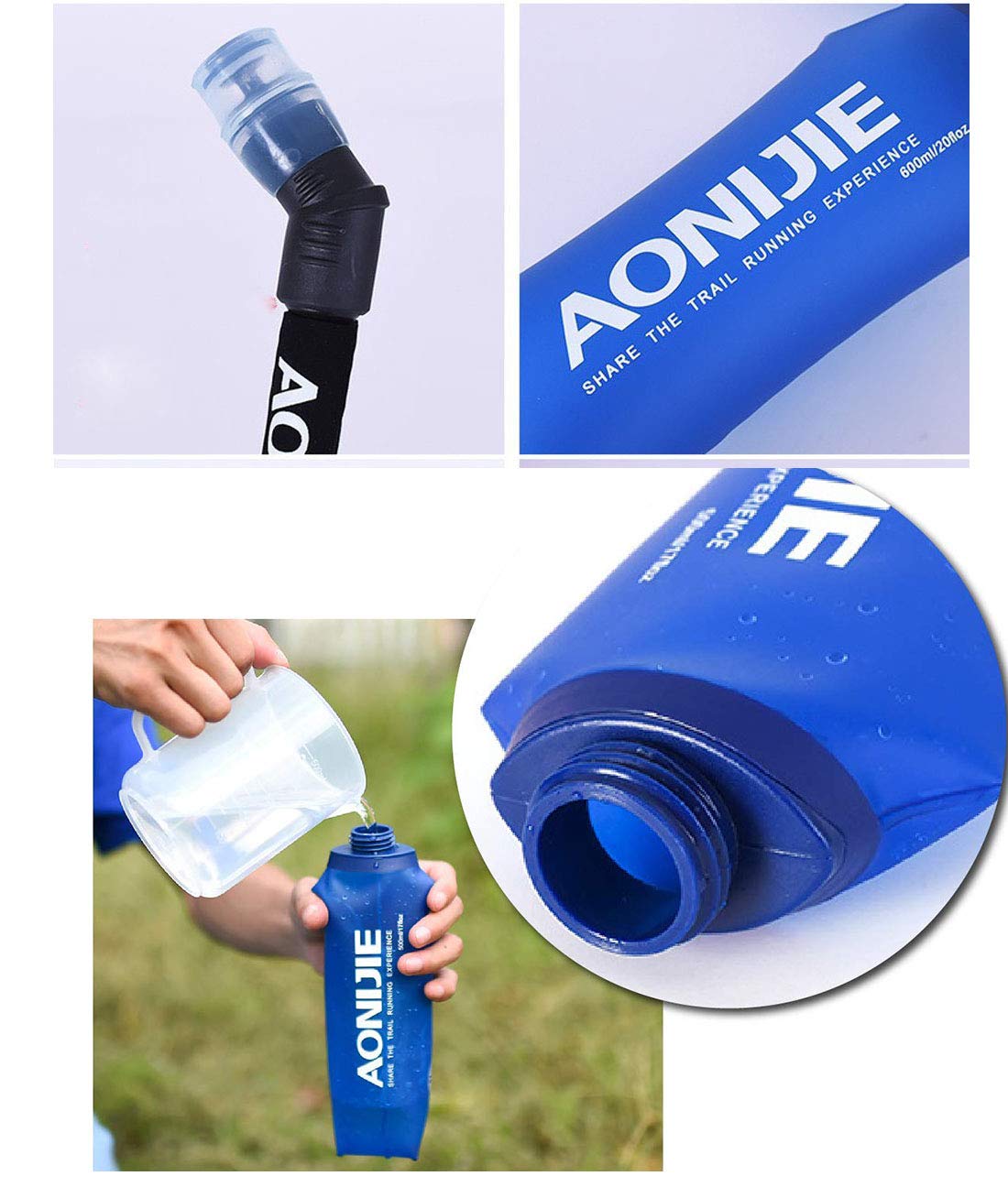 AONIJIE 2 Pack 500ml Collapsible Water Bottle for Running Hiking Cycling - Portable Hydration for Outdoor Sports