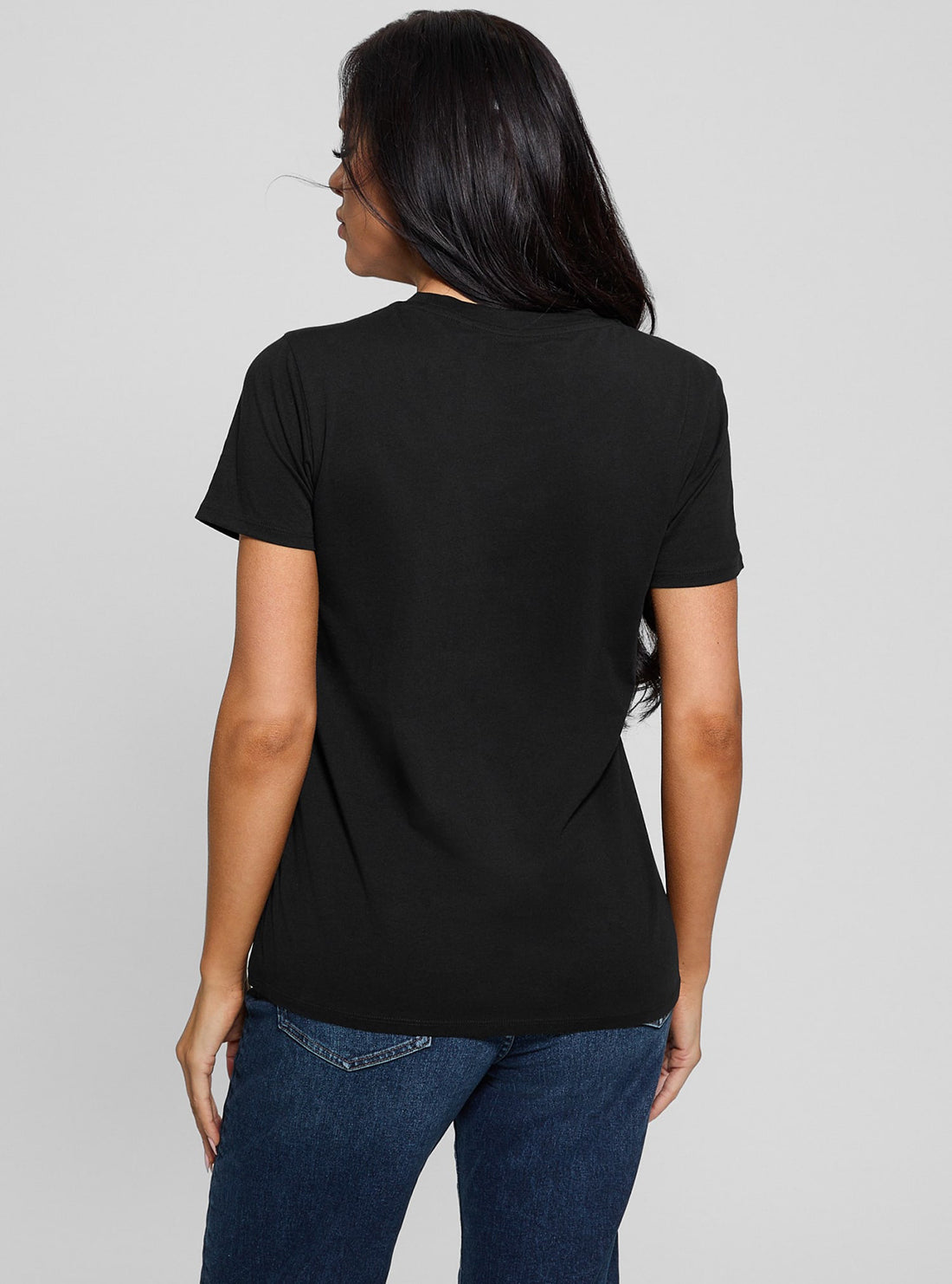 Eco-Friendly Black Script Lace Logo T-Shirt for Women - Casual Cotton Tee for Everyday Wear, Street Style & Layering