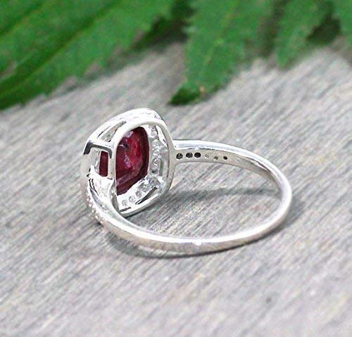 Handmade 925 Sterling Silver Solitaire Ruby Gemstone Ring - Cushion Cut Designer Jewelry for Women, Perfect for Engagement, Wedding & Special Occasions