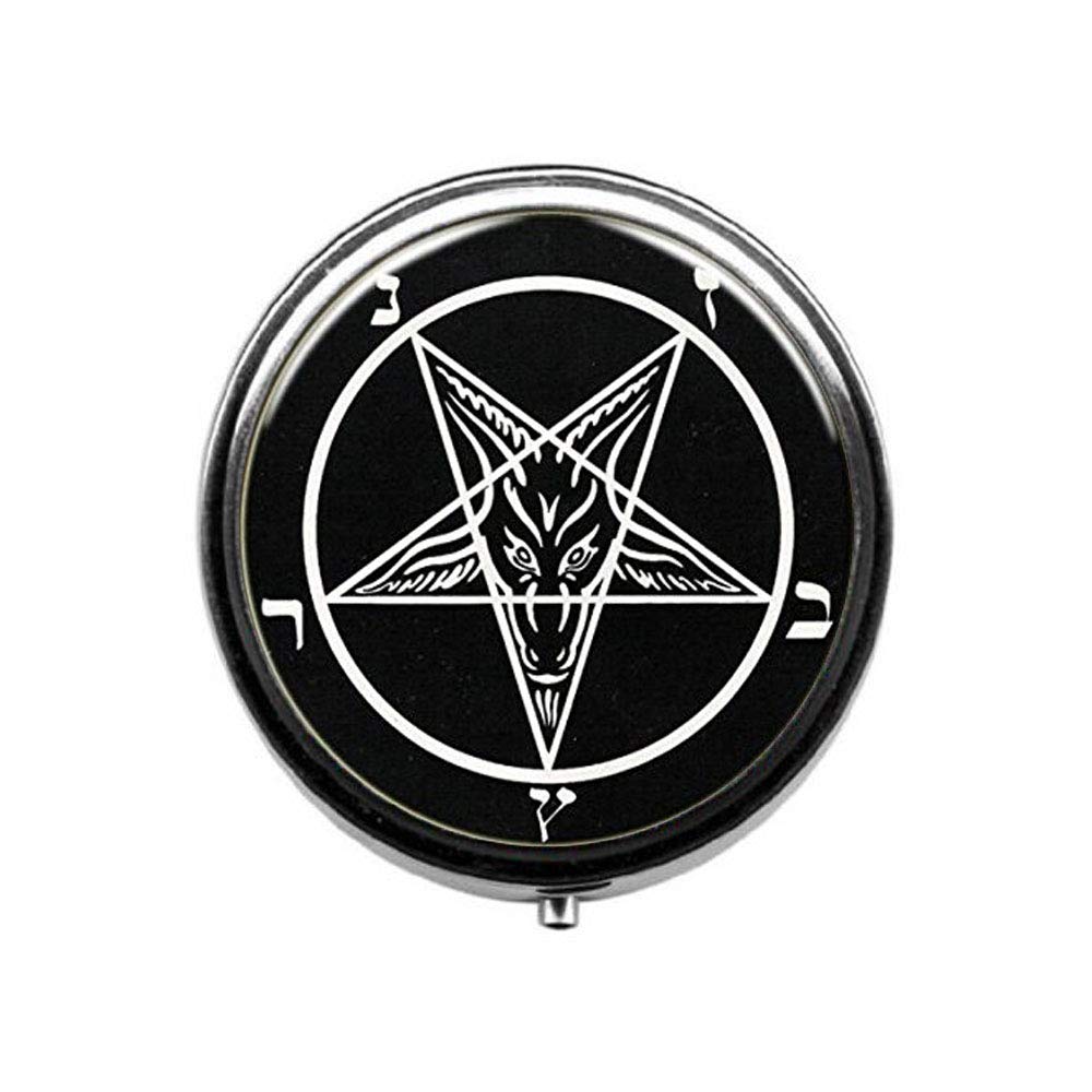 Satanic Baphomet Sigil Pill Box - Glass Candy Storage Container for Medication & Small Items | Perfect for Travel, Home, and Occult Accessories