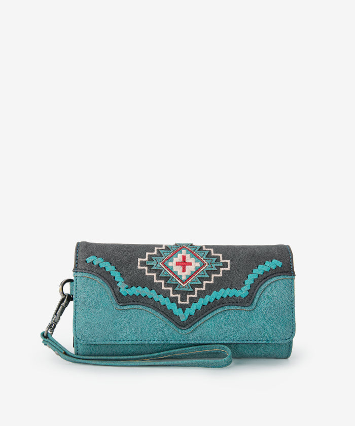 Montana West Aztec Embroidered Wallet for Women - Stylish Leather Card Holder with Tribal Design - Perfect for Everyday Use, Travel & Gift Giving