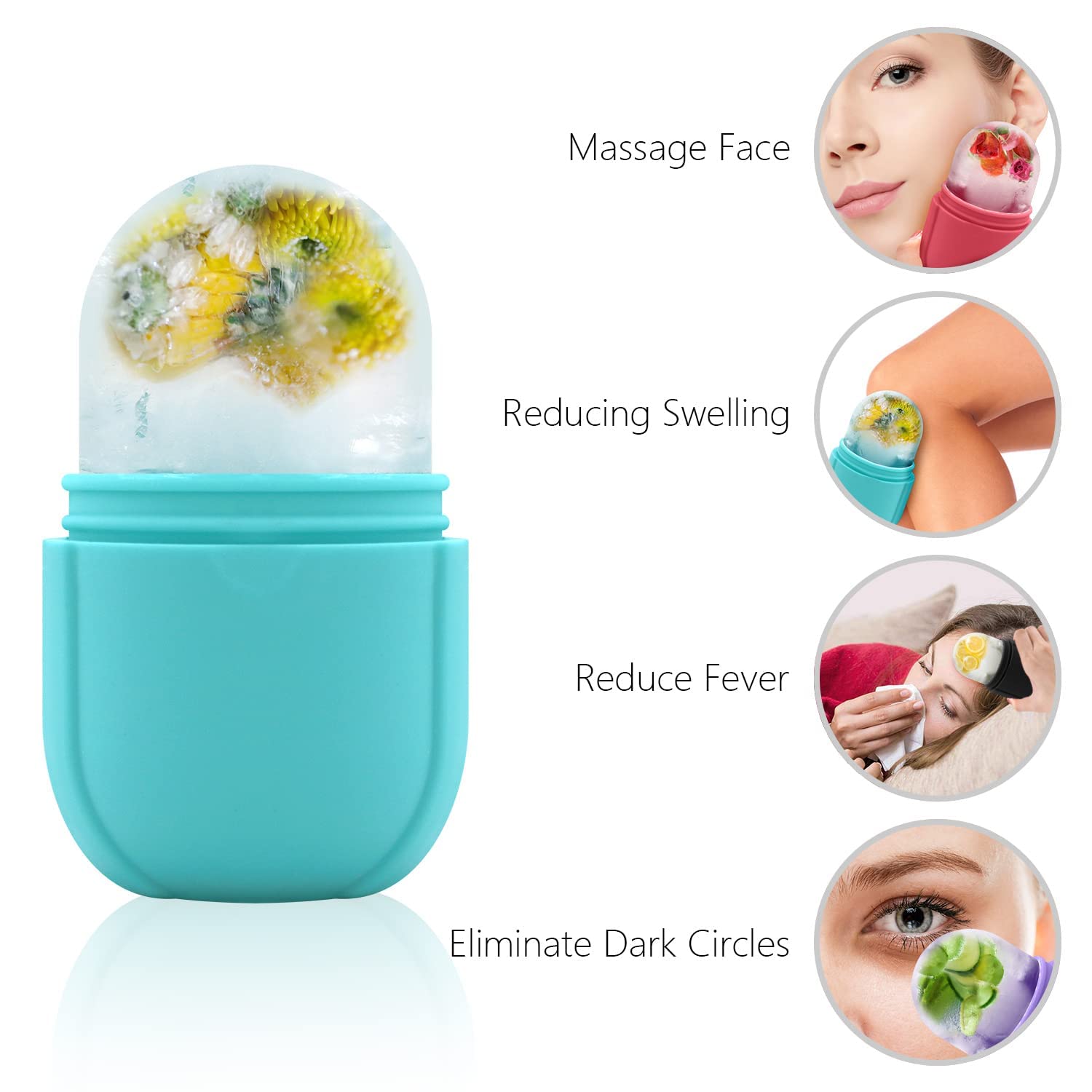 JRS TRADERS Upgraded Ice Roller for Face & Eyes - Cooling Facial Massage Tool with Silicone Ice Mold | Reduce Puffiness & Dark Circles | Perfect for Skincare Routine & Morning Depuffing