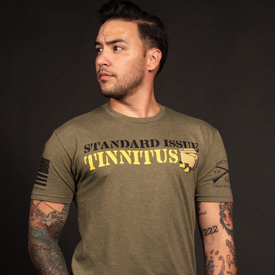 Tinnitus Awareness T-Shirt - Military Green Color | Comfortable Cotton Tee for Support & Awareness Campaigns