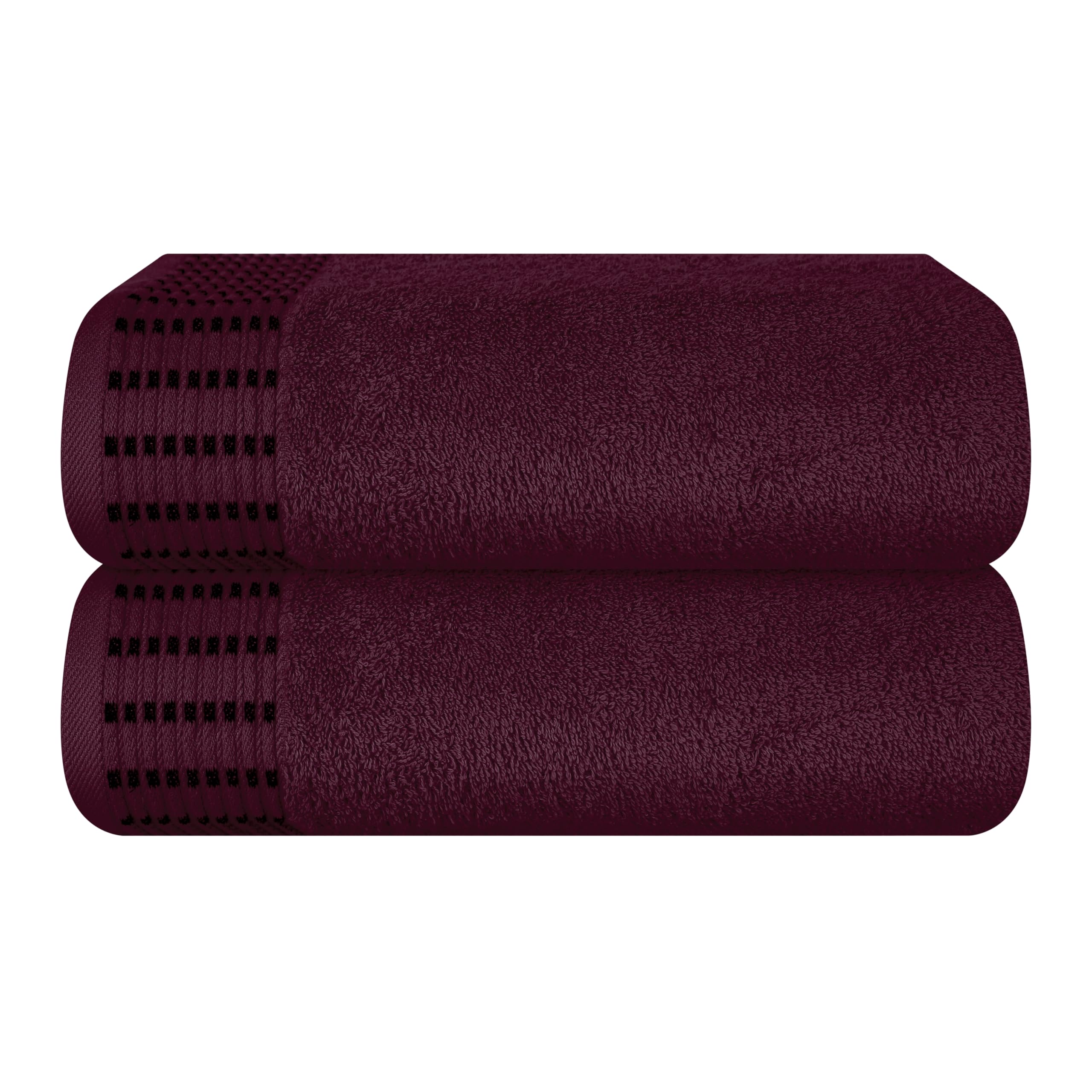 Premium 2-Pack Cotton Oversized Bath Towels 28x55 Inches - Ultra Absorbent, Quick Dry & Lightweight Large Towels for Bath, Gym, Travel, Camping & Pool - Burgundy