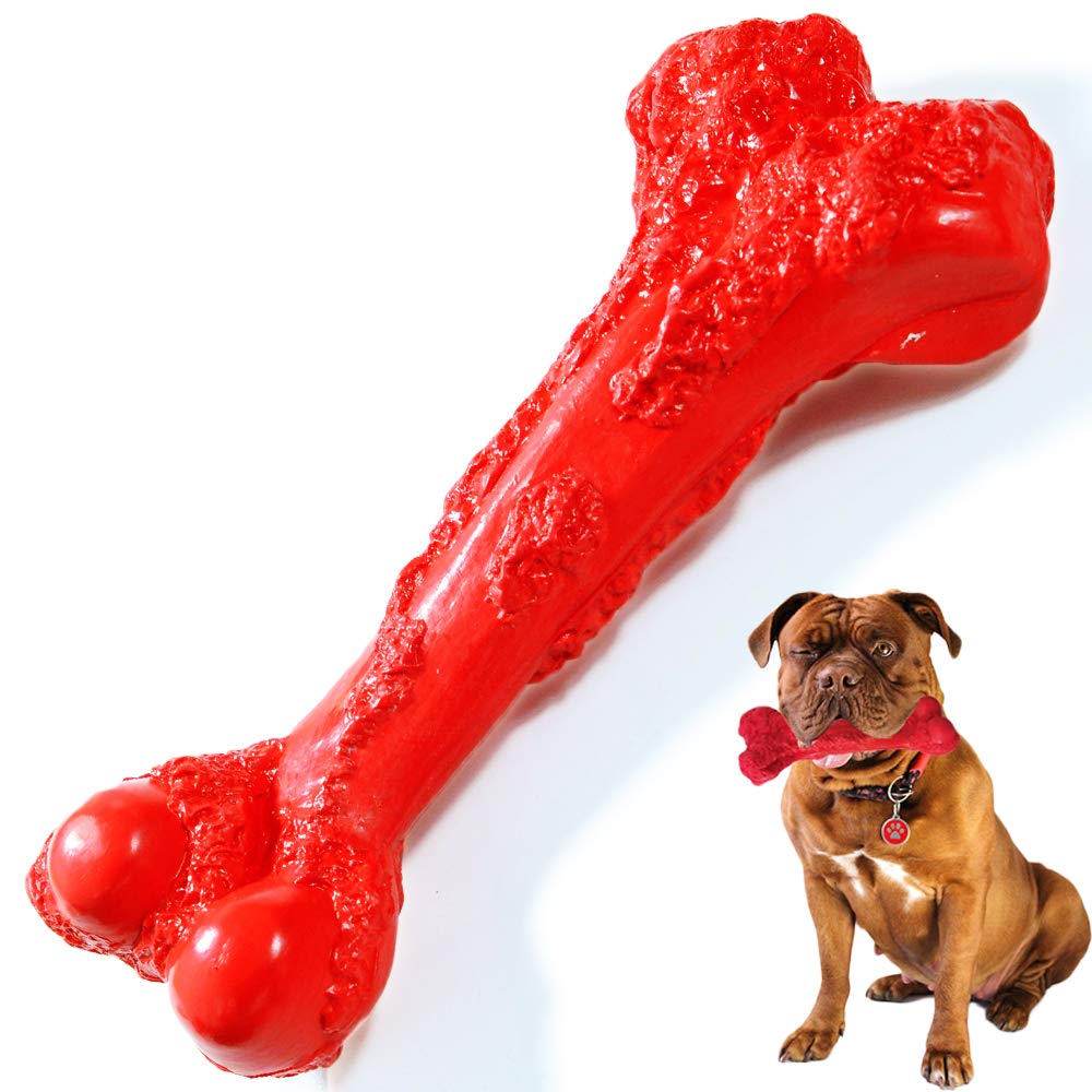 Durable Dog Chew Toys for Aggressive Chewers - Large Breed Indestructible Rubber Chew Bones & Tough Interactive Dental Toys for Powerful Chewers | Perfect for Teething, Boredom Relief & Dental Health