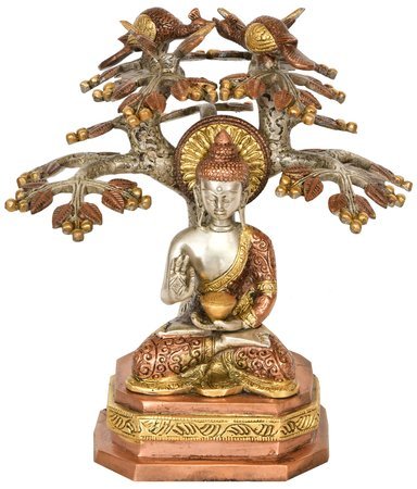 ZDN31 Copper Silver Gold Statue - Elegant Home Decor for Living Room, Office & Gift Giving | Feng Shui Art Piece for Wealth & Prosperity