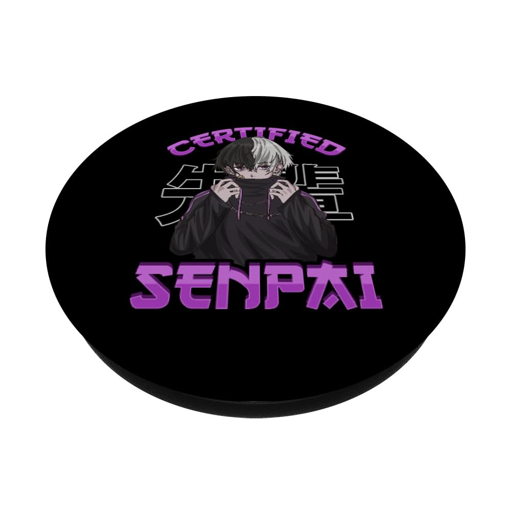 Certified Senpai Anime Otaku Manga Japanese PopSockets PopGrip - Swappable Phone & Tablet Grip with Strong Adhesive - Perfect for Anime Fans, Manga Lovers & Japanese Pop Culture Enthusiasts